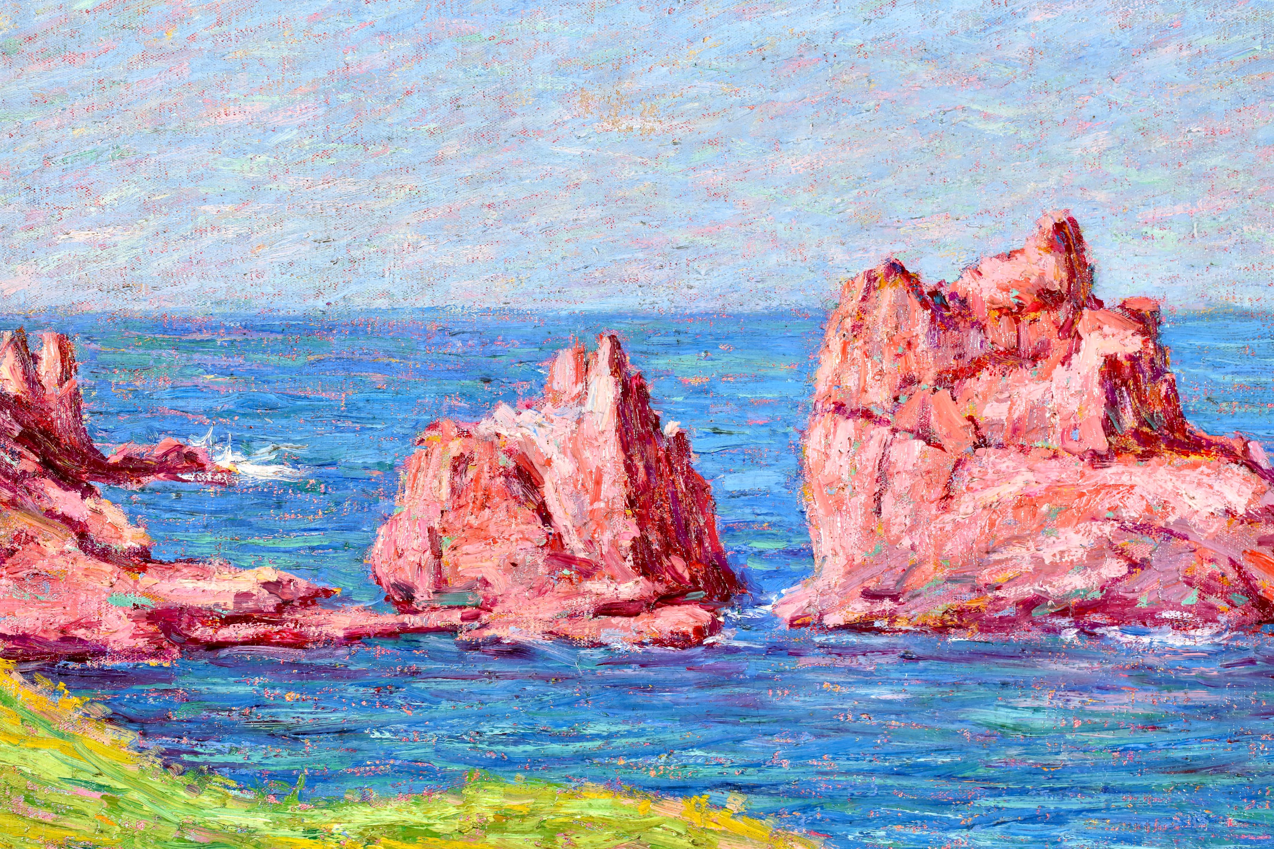 Rocks on the Coast - Post Impressionist Landscape Oil by Wynford Dewhurst For Sale 8