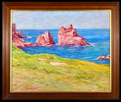 Rocks on the Coast - Post Impressionist Landscape Oil by Wynford Dewhurst