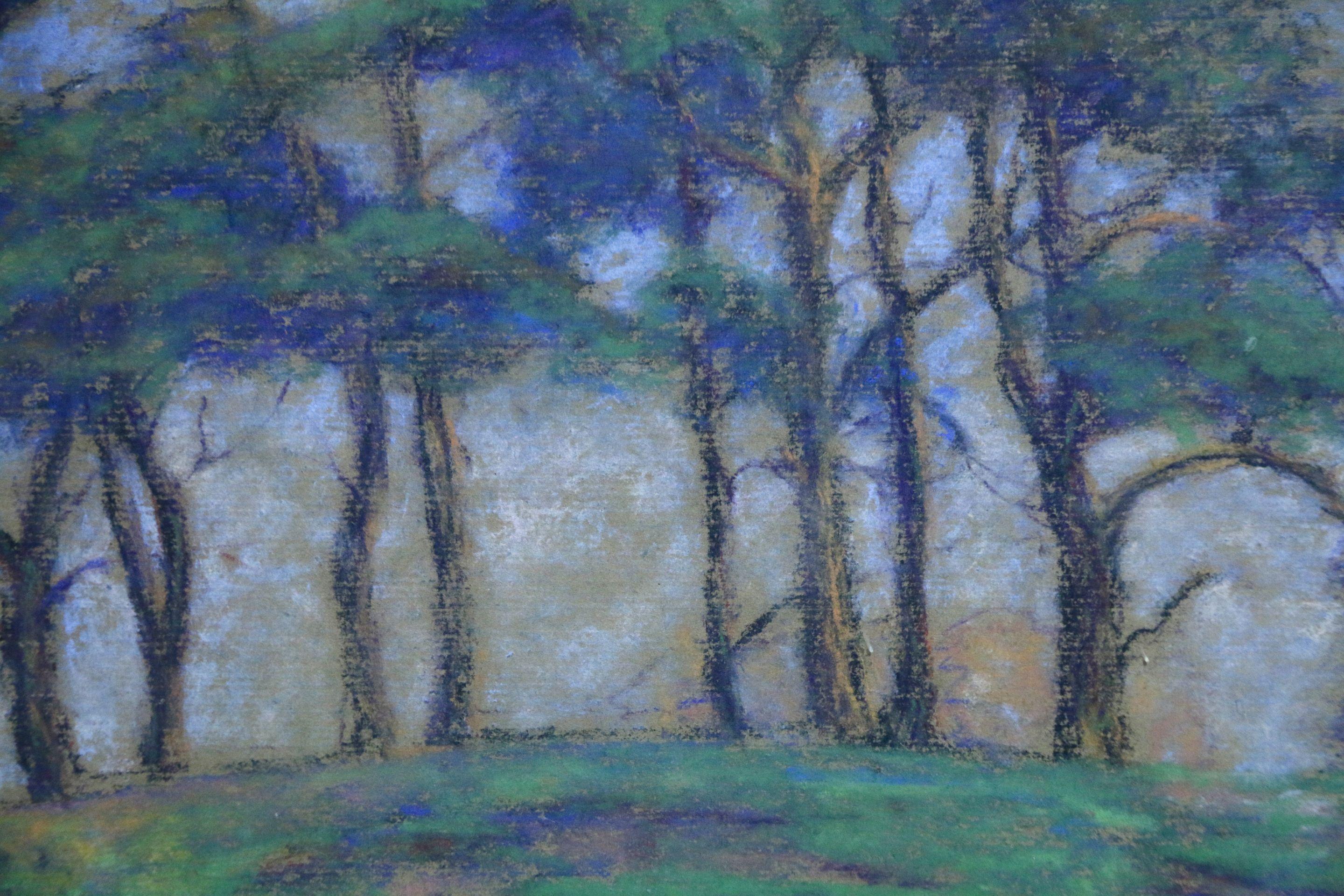 Trees - 20th Century French Impressionist Pastel Landscape by Wynford Dewhurst 1