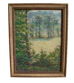 Antique  Wynford Dewhurst, Impressionist view of Cattle grazing, Normandy, France