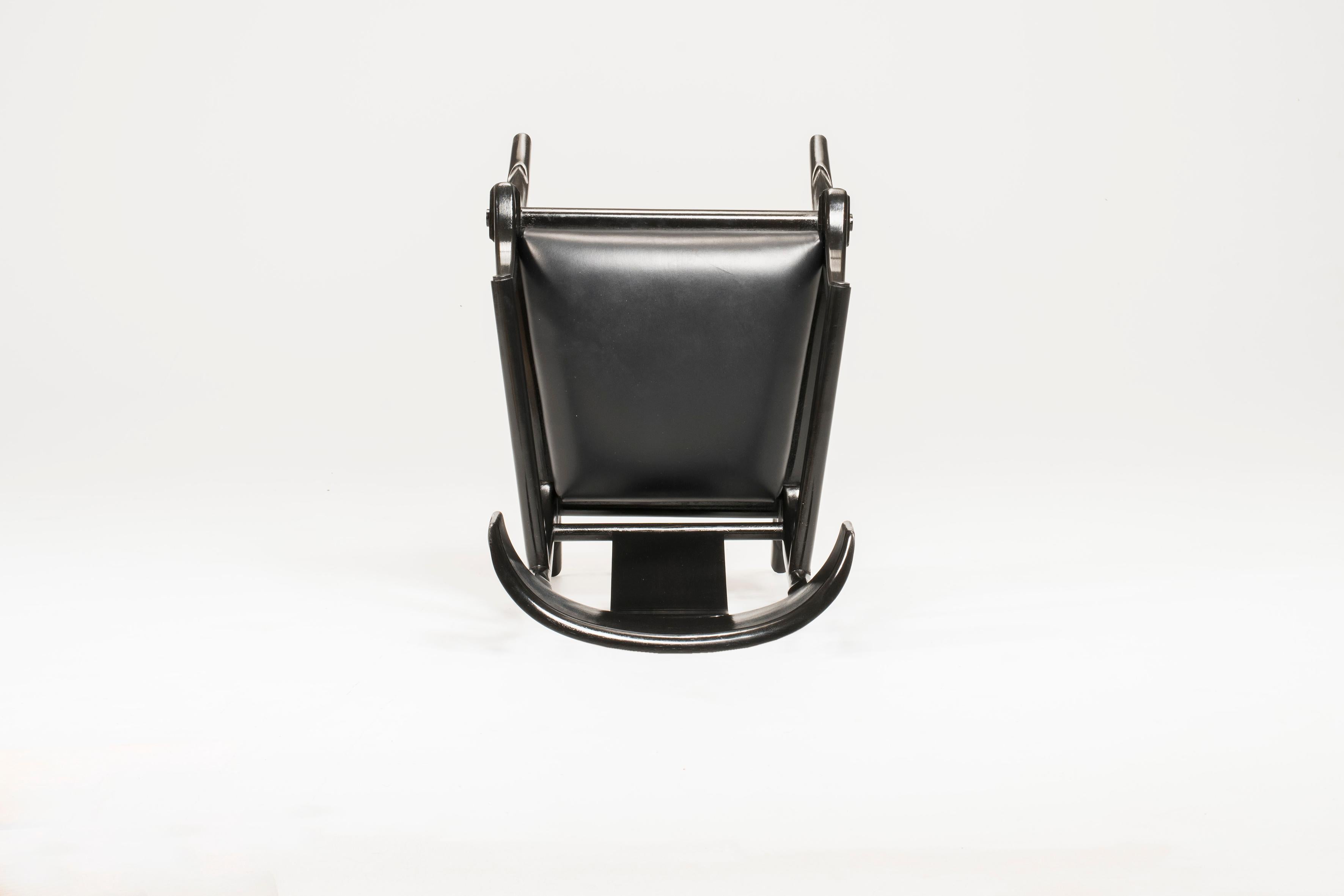 Black Leather Wood Saber Legs Armchairs Customizable Colors & Upholstery For Sale 1