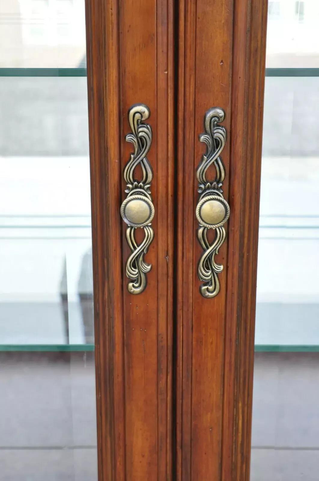 Wynwood Flex Steel Empire Carved Cherry Wood Glass Display Curio China Cabinet For Sale 6