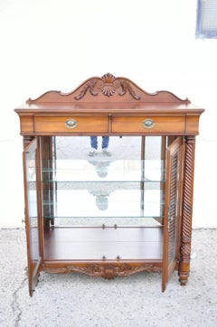 Wynwood Flex Steel Empire Carved Cherry Wood Glass Display Curio China Cabinet