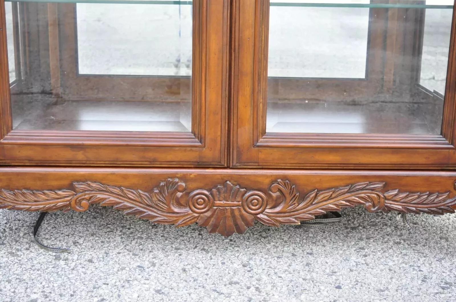 Wynwood Flex Steel Empire Carved Cherry Wood Glass Display Curio China Cabinet For Sale 1