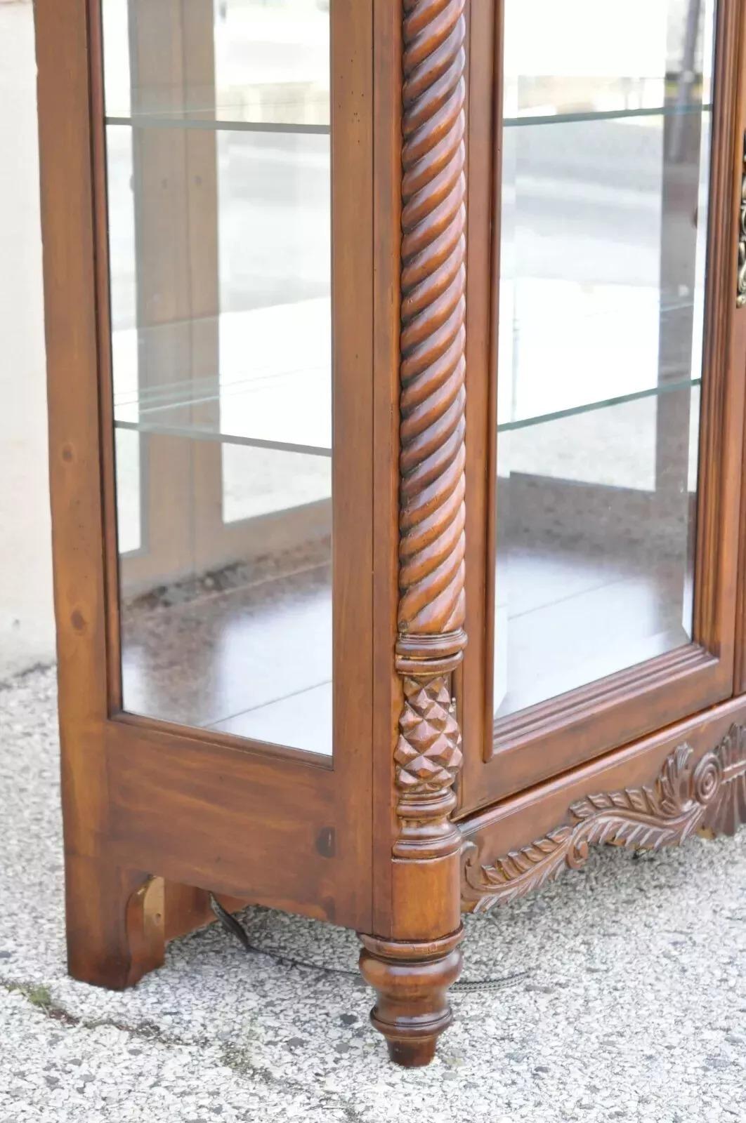 Wynwood Flex Steel Empire Carved Cherry Wood Glass Display Curio China Cabinet For Sale 2