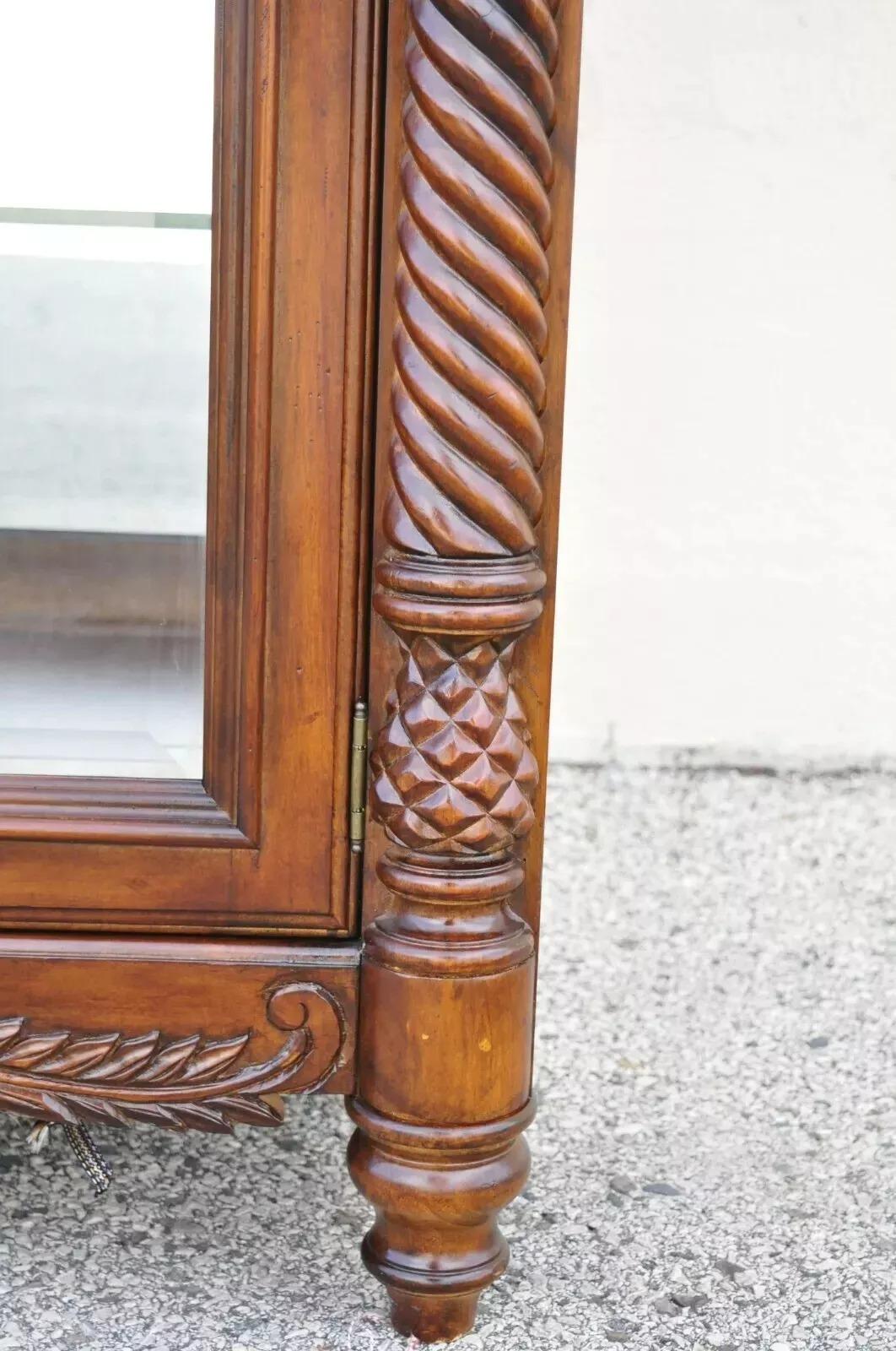 Wynwood Flex Steel Empire Carved Cherry Wood Glass Display Curio China Cabinet For Sale 3