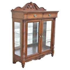 Wynwood Flex Steel Empire Carved Cherry Wood Glass Display Curio China Cabinet