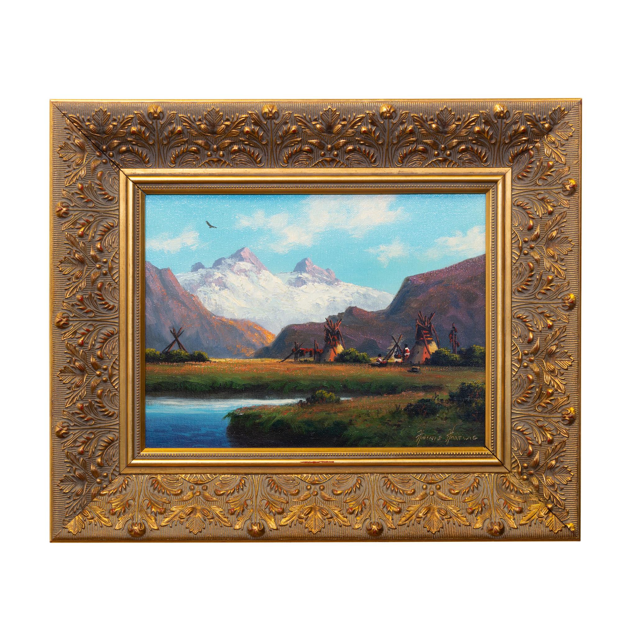 Wyoming Meadow Camp, Original-Ölgemälde von Heinie Hartwig (amerikanisch) im Angebot