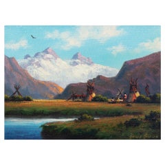 Wyoming Meadow Camp Pittura ad olio originale di Heinie Hartwig