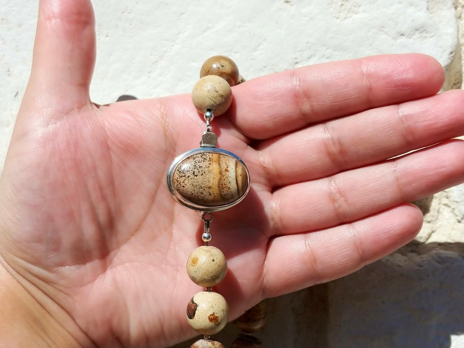 Wyoming Picture Jasper Long Necklace For Sale 2