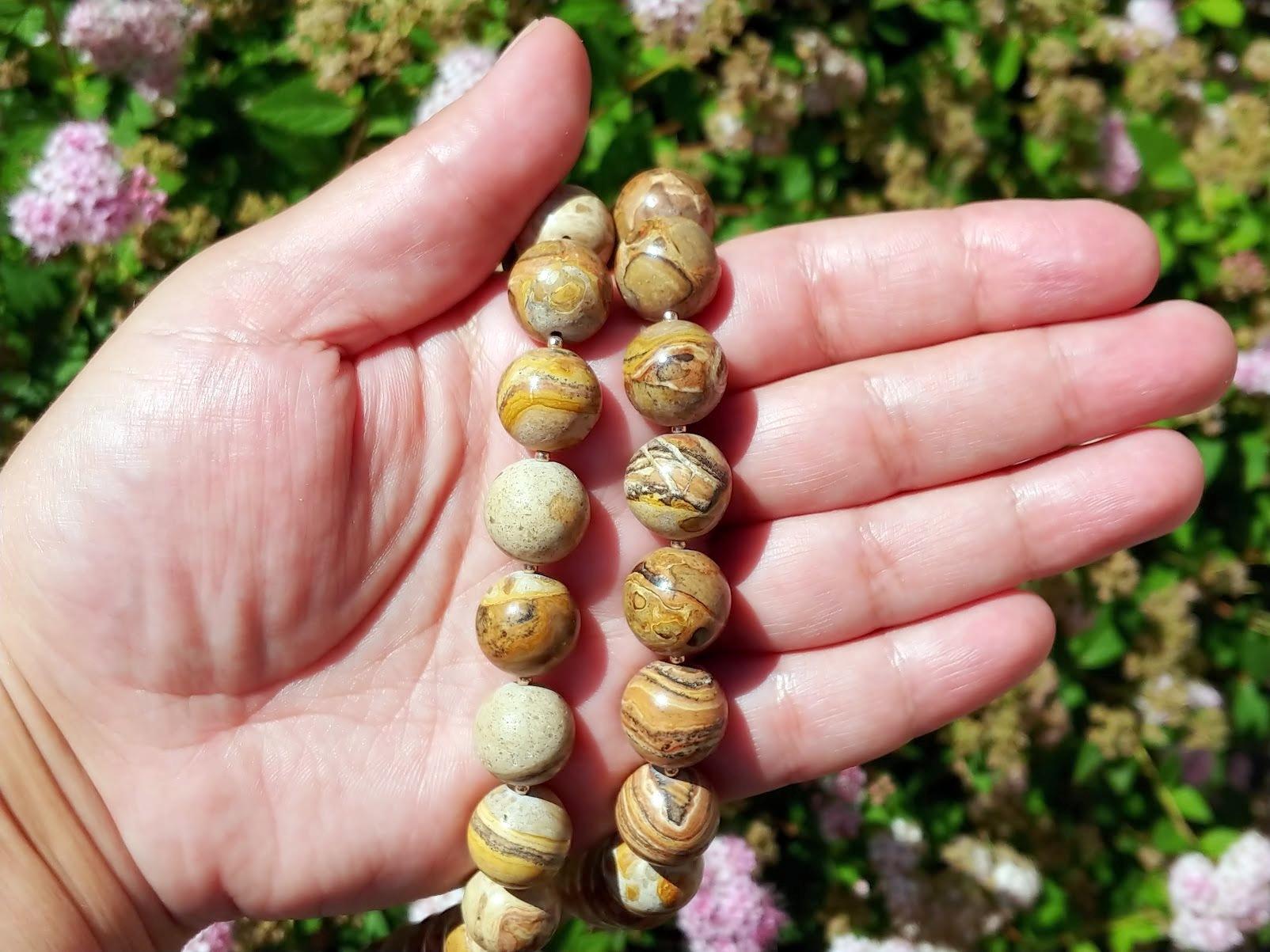 Wyoming Picture Jasper Long Necklace For Sale 3