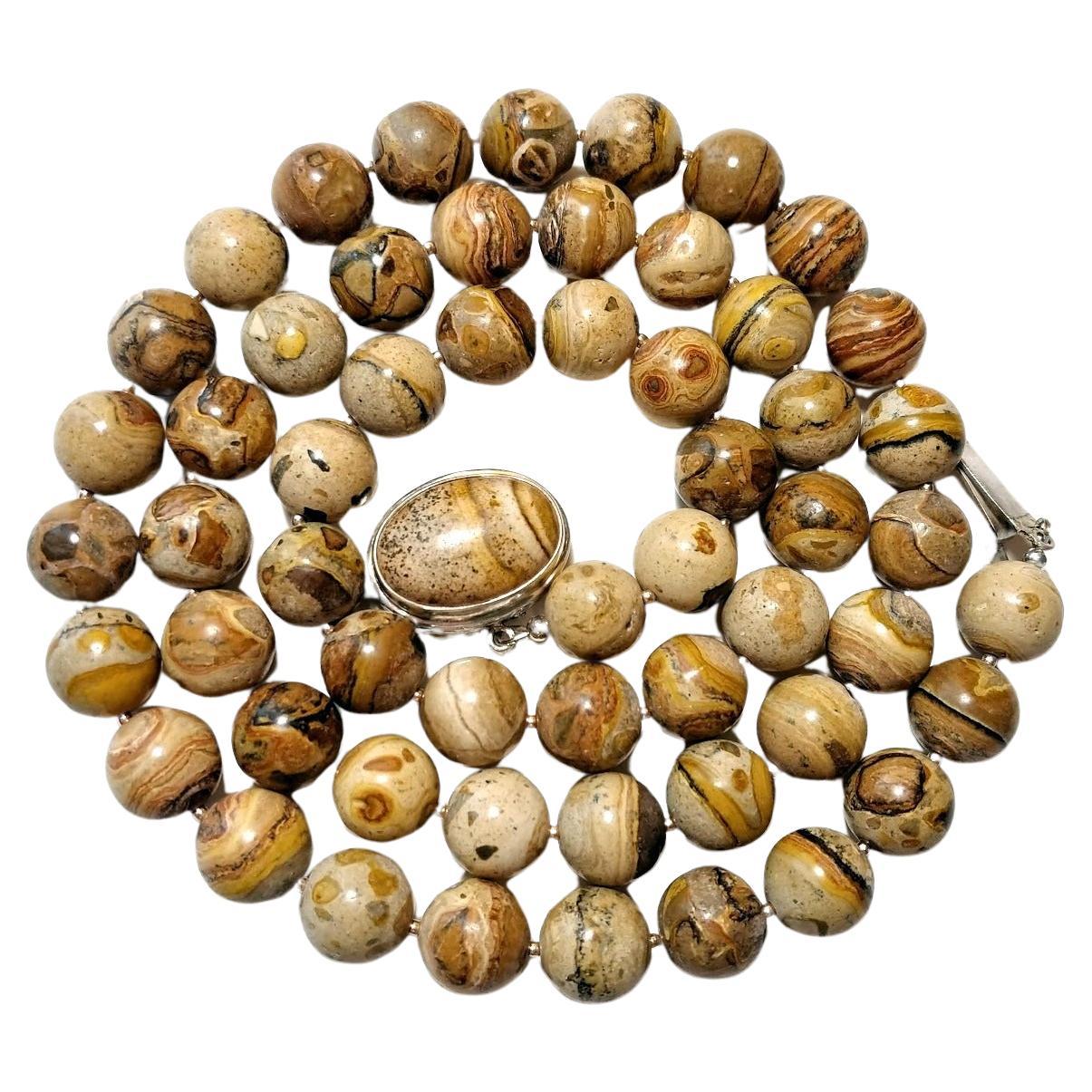 Wyoming Picture Jasper Long Necklace For Sale