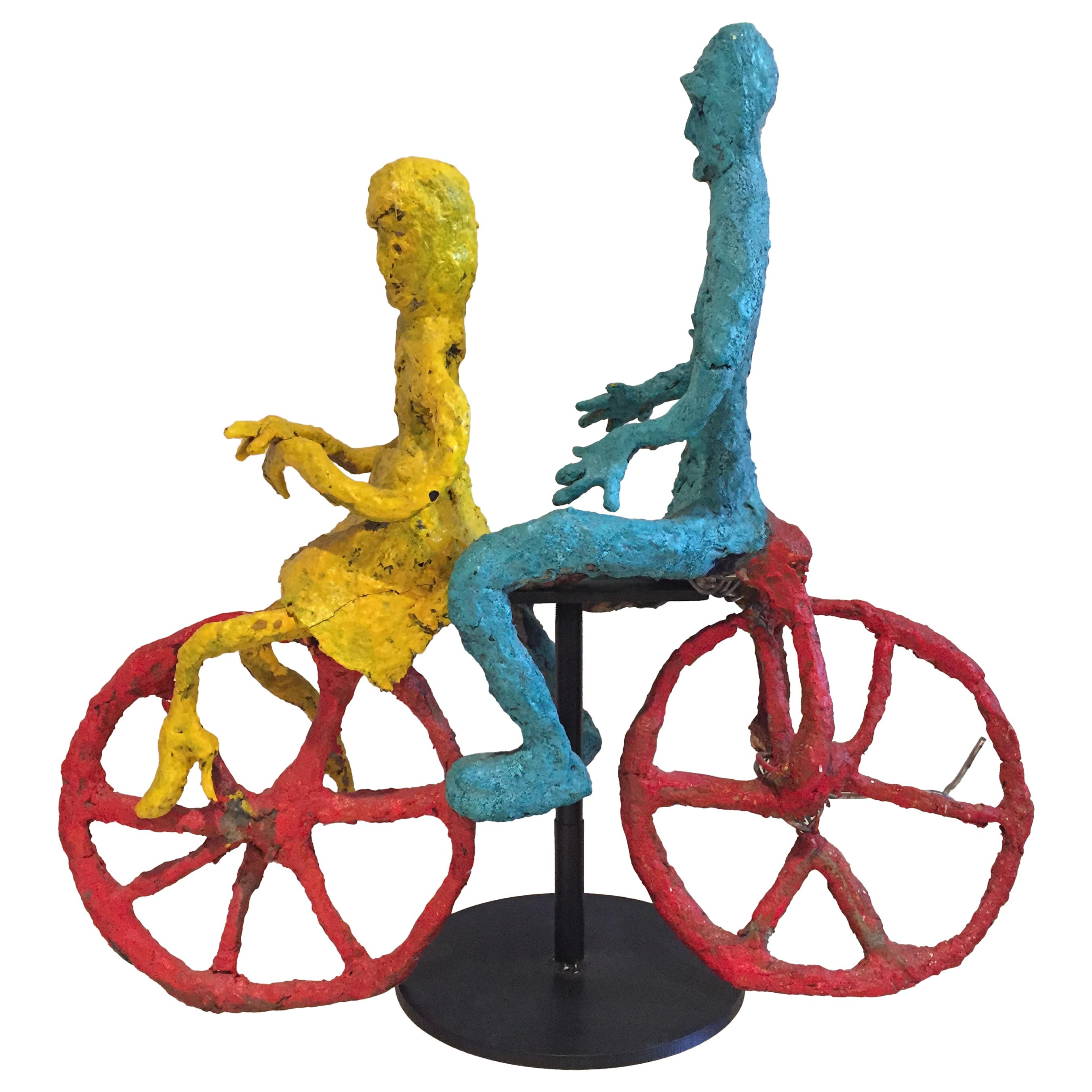 Wyona Diskin Couple Riding a Bicycle Large Sculpture