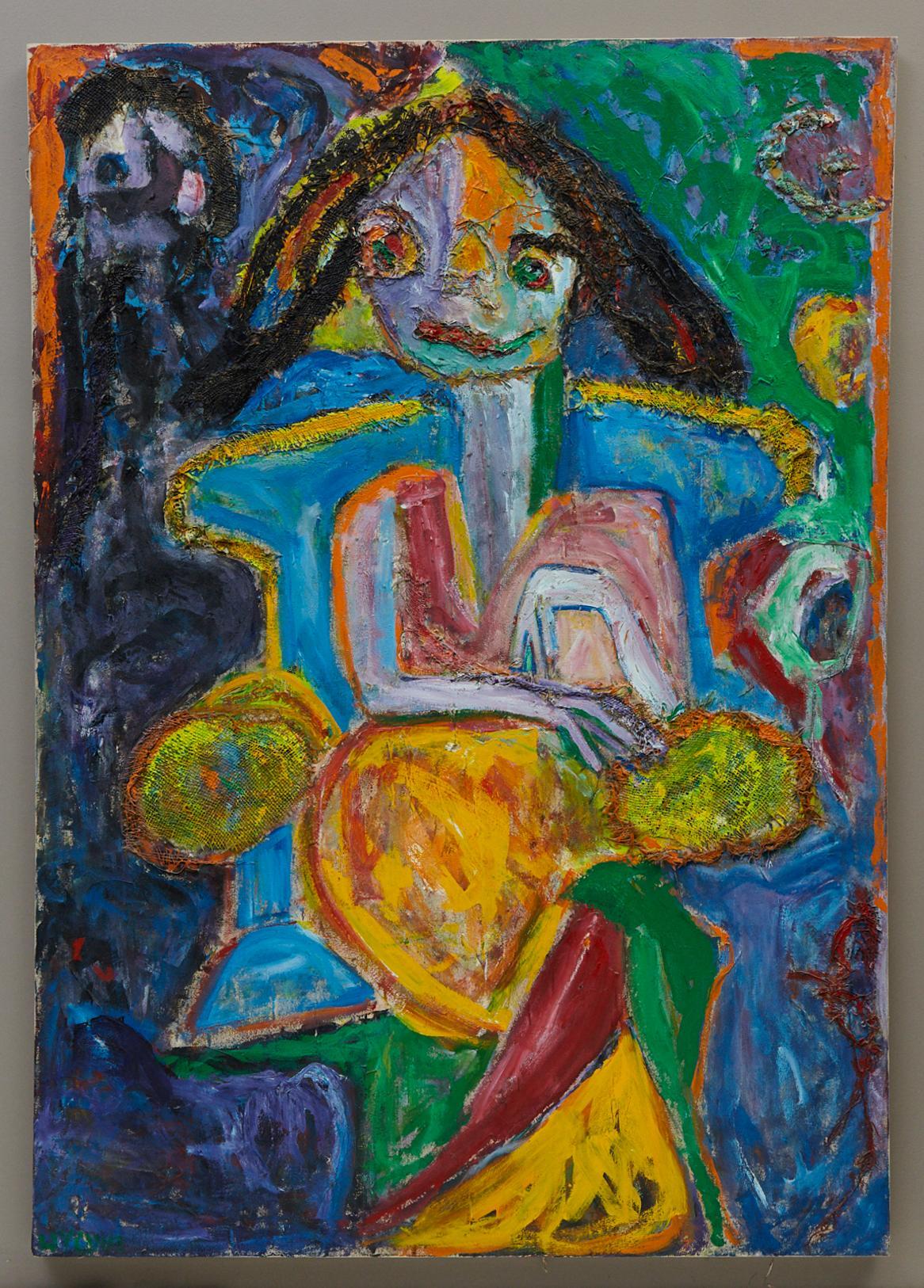 Girl In A Blue Chair - Painting by Wyona Diskin