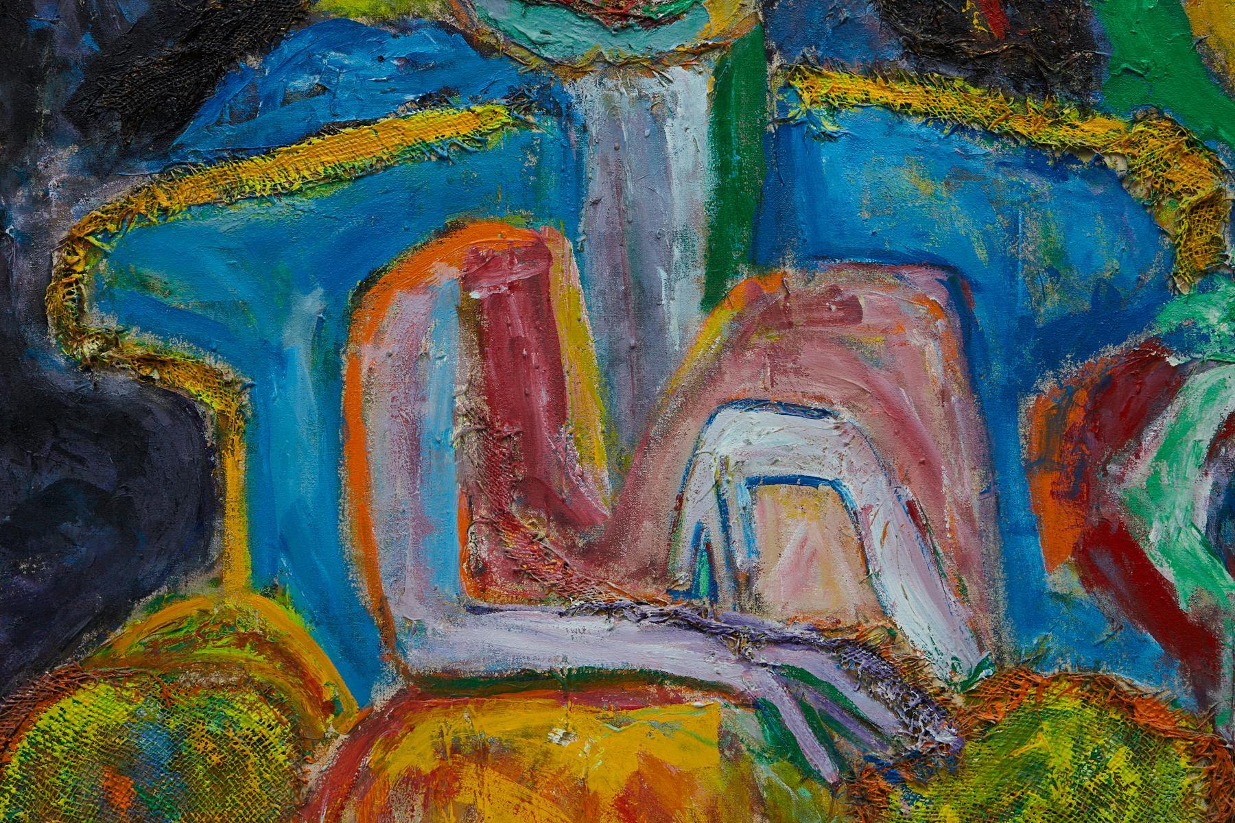 Girl In A Blue Chair - Expressionist Painting by Wyona Diskin