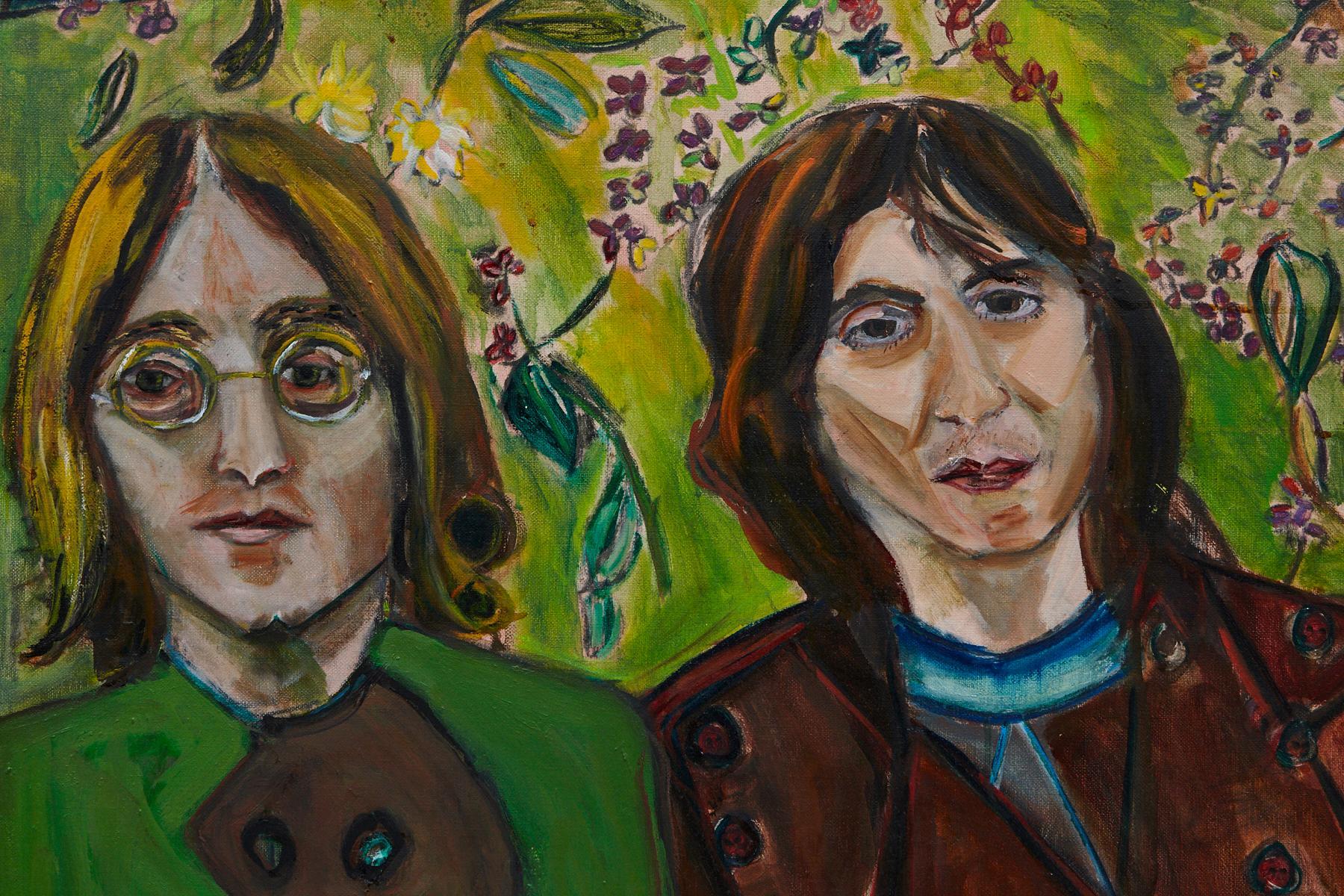 Wyona Diskin, americana (1915 - 1991)
I. Johns Paul George & Ringo
Acrilico su tela, non firmato. Incorniciato.
Misure: Telaio H 50,5 x L 60,5 x P 1,5 - Vista H 50 x L 60 pollici

Wyona Diskin, pittrice e stampatrice americana, nata e cresciuta a