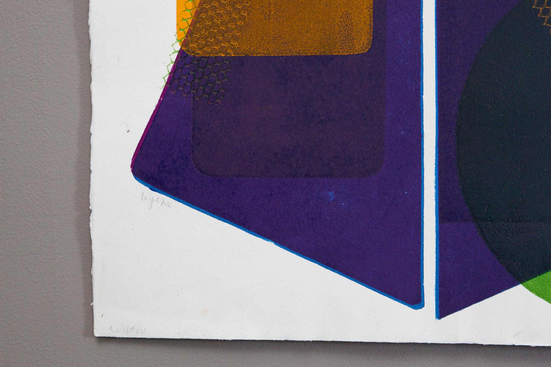Blue Pyramid - Brown Abstract Print by Wyona Diskin