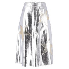 Wyse Metallic Star Applique Faux Leather Skirt
