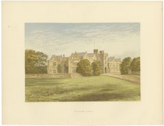Wytham Abbey, Berkshire, Antique Morris Woodblock Print, circa 1870