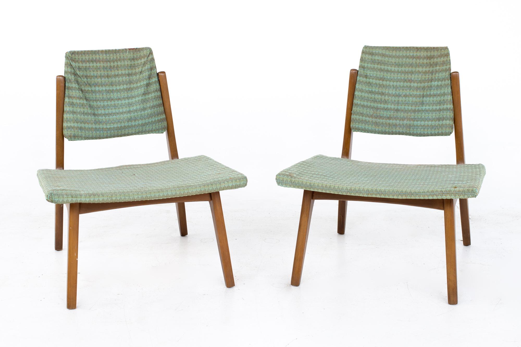 Wytheville Chair Company mid century low occasional slipper lounge chairs - a pair
Each chair measures: 20.5 wide x 22 deep x 25.5 high, with a seat height of 12.5 inches

All pieces of furniture can be had in what we call restored vintage