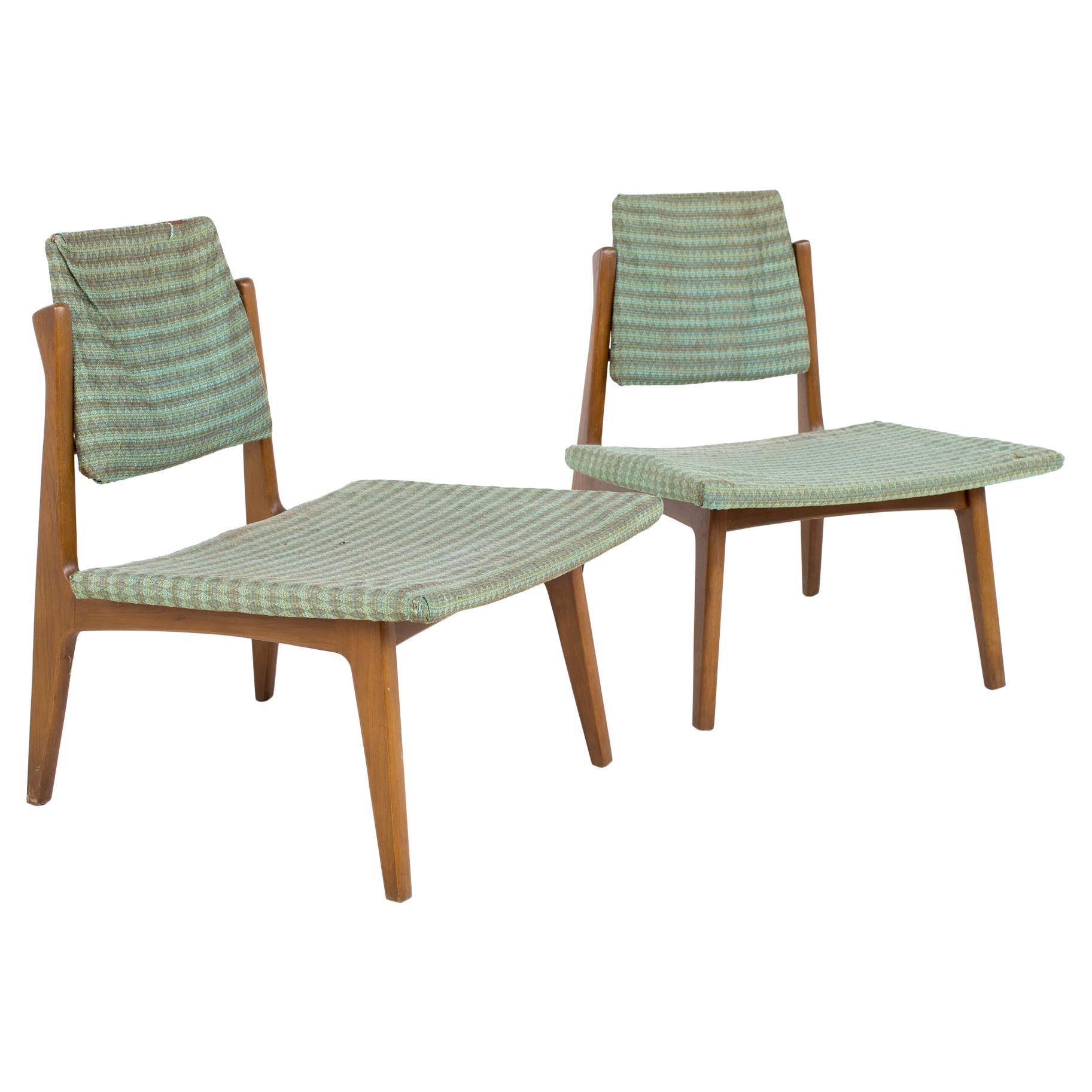 Wytheville Chair Company Mid Century Low Occasional Slipper Lounge Chairs, a Pa
