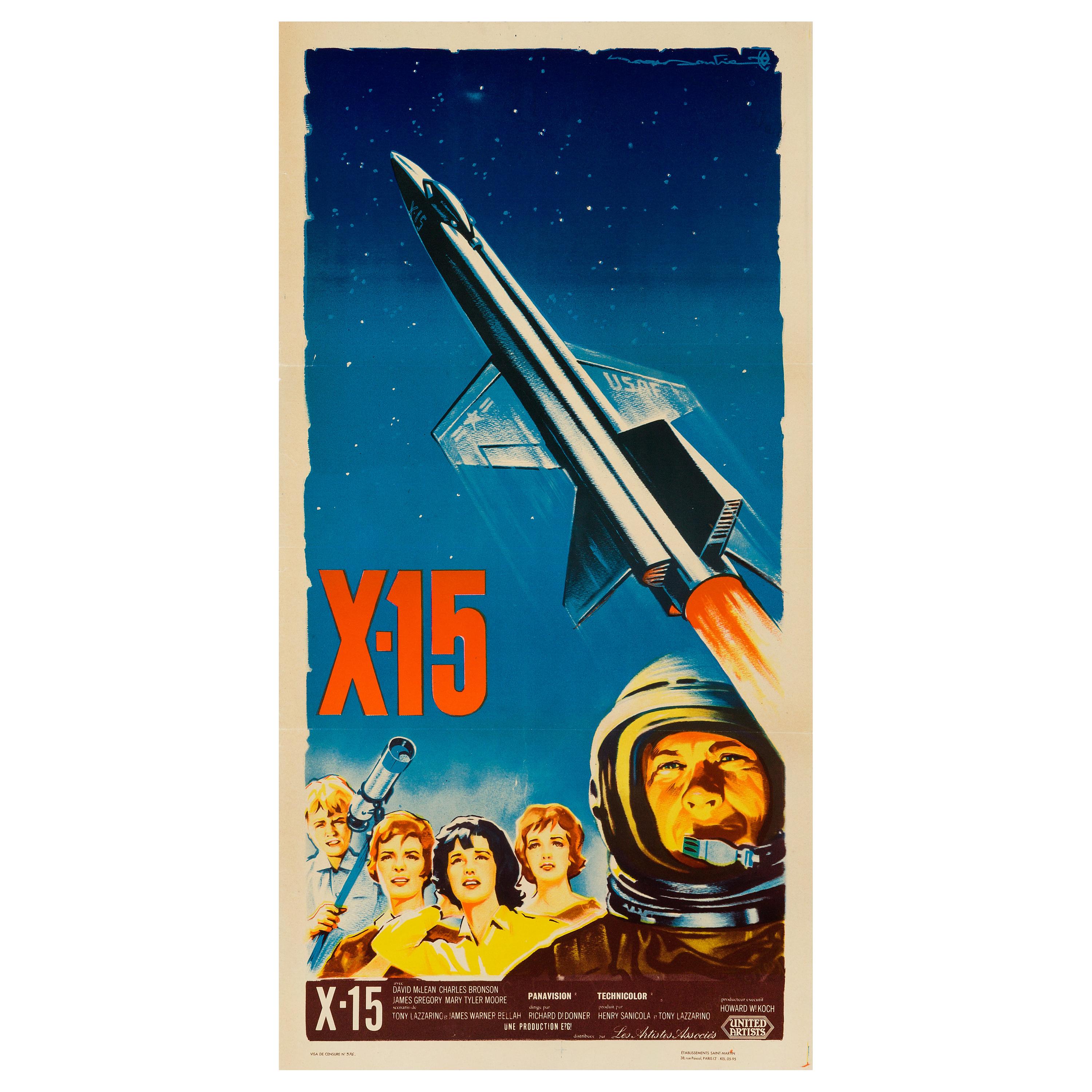 'X-15' Original Vintage Space Age French Movie Poster by Roger Soubie, 1961