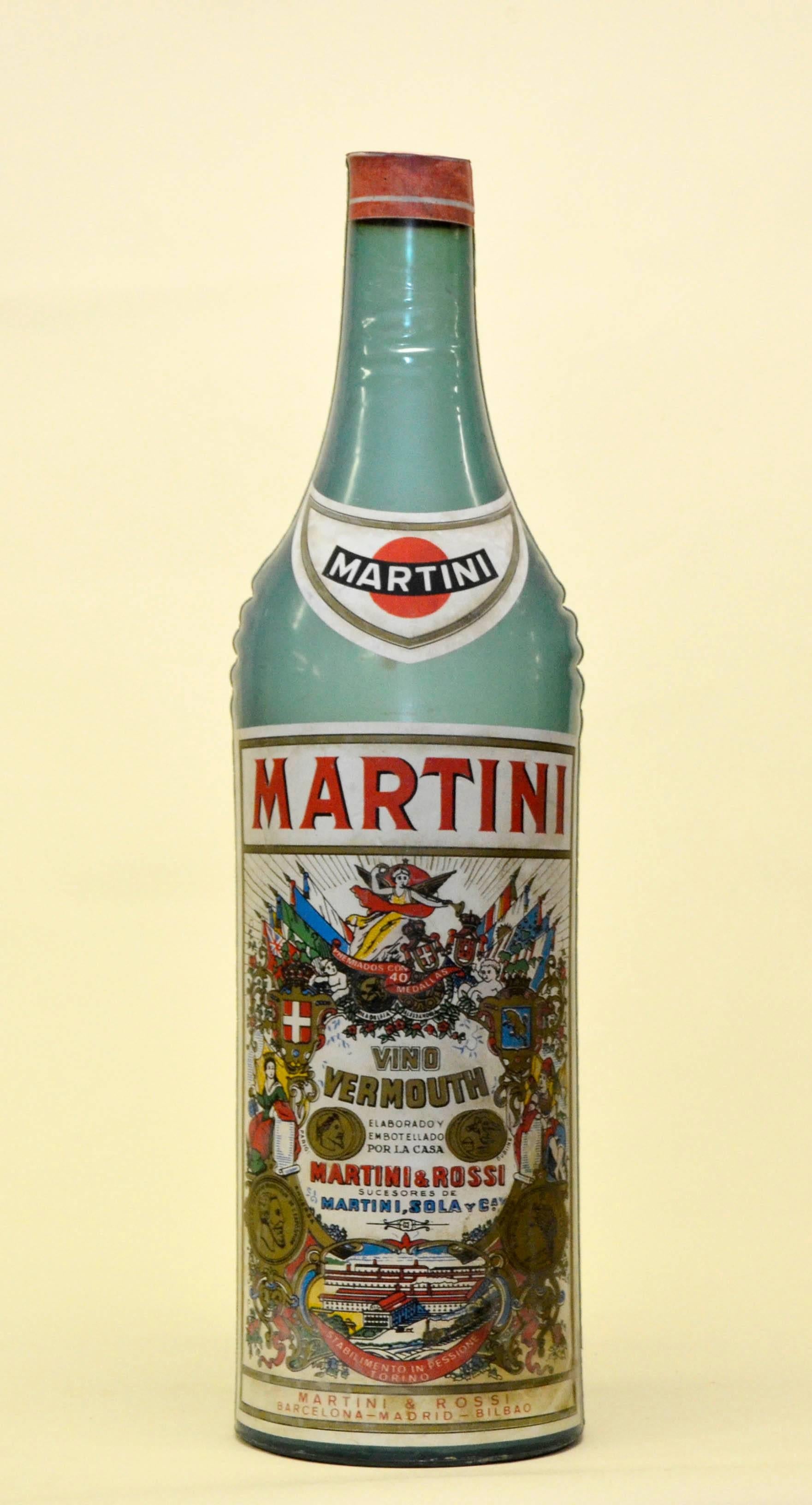 Mid-Century Modern 1970s Large Spanish Inflatable Martini & Rossi Promotion Plastic Bottle For Sale