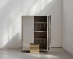 X - Armoire Contemporary Sculptural Creation in Polished Brass and Steel