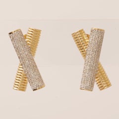 Orecchini con diamante a barra X in oro massiccio 14k (certificati)