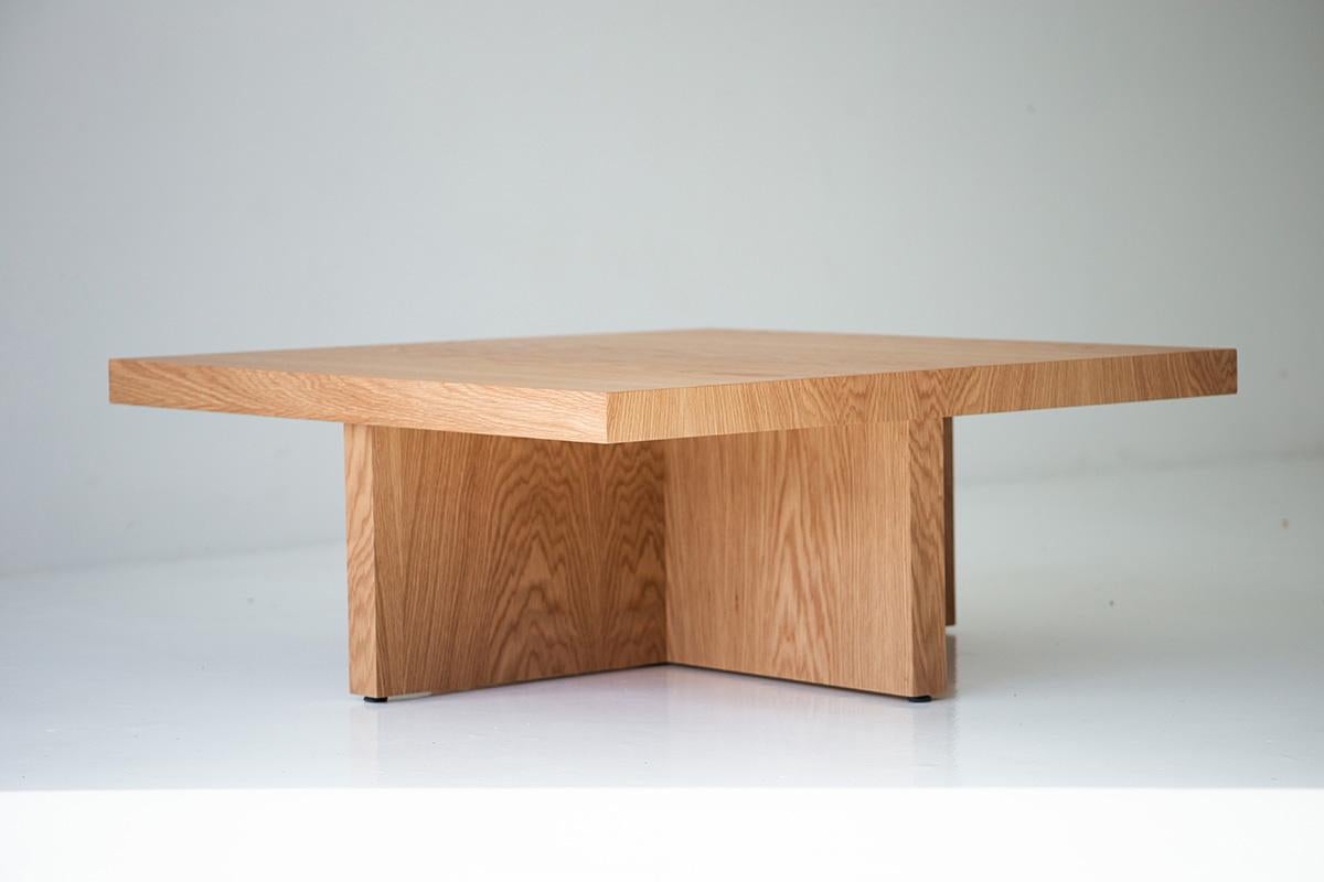 Modern X Base Coffee Table in White Oak For Sale