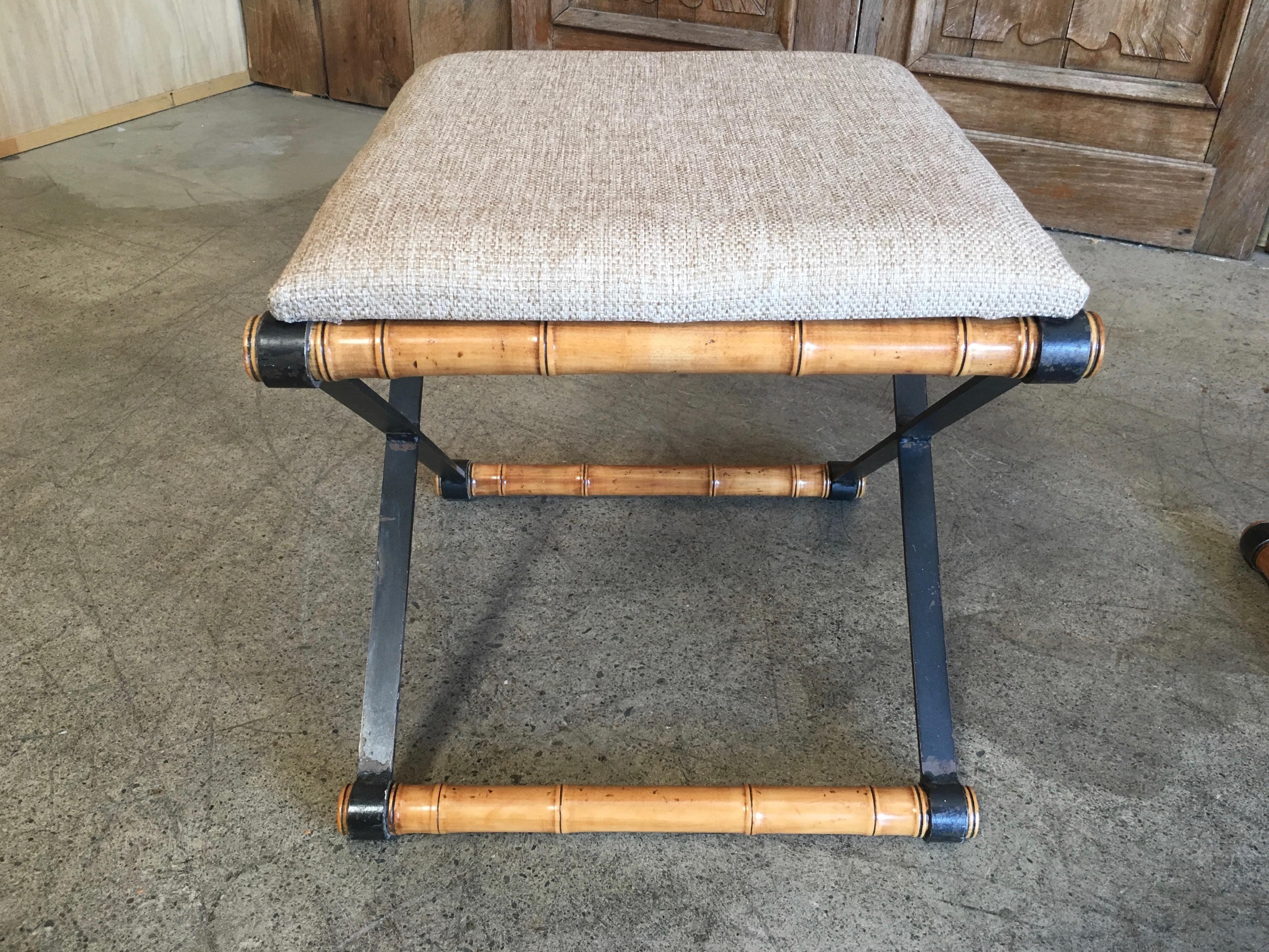 x Base Iron and Faux Bamboo Stools 3