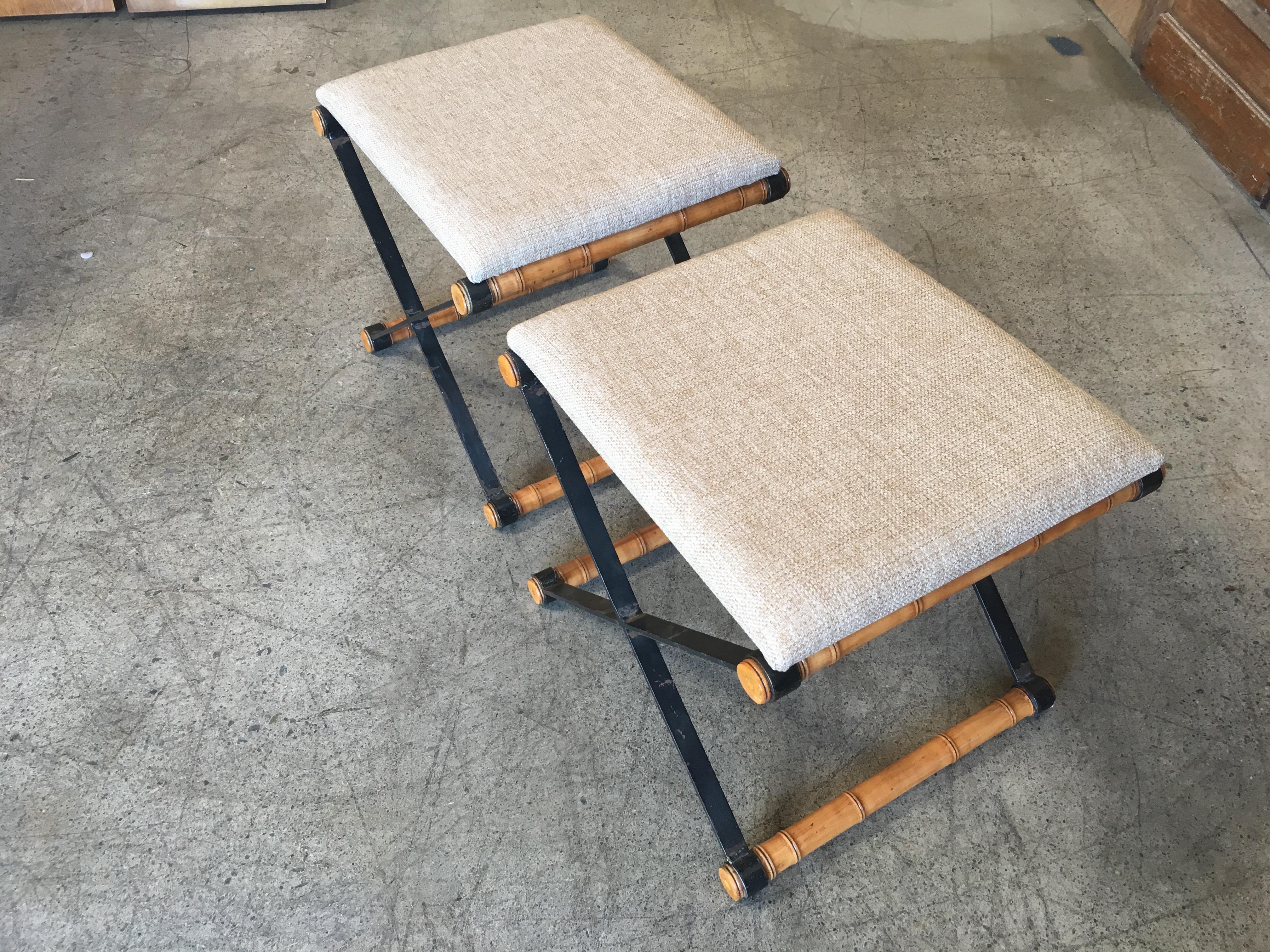x Base Iron and Faux Bamboo Stools 1