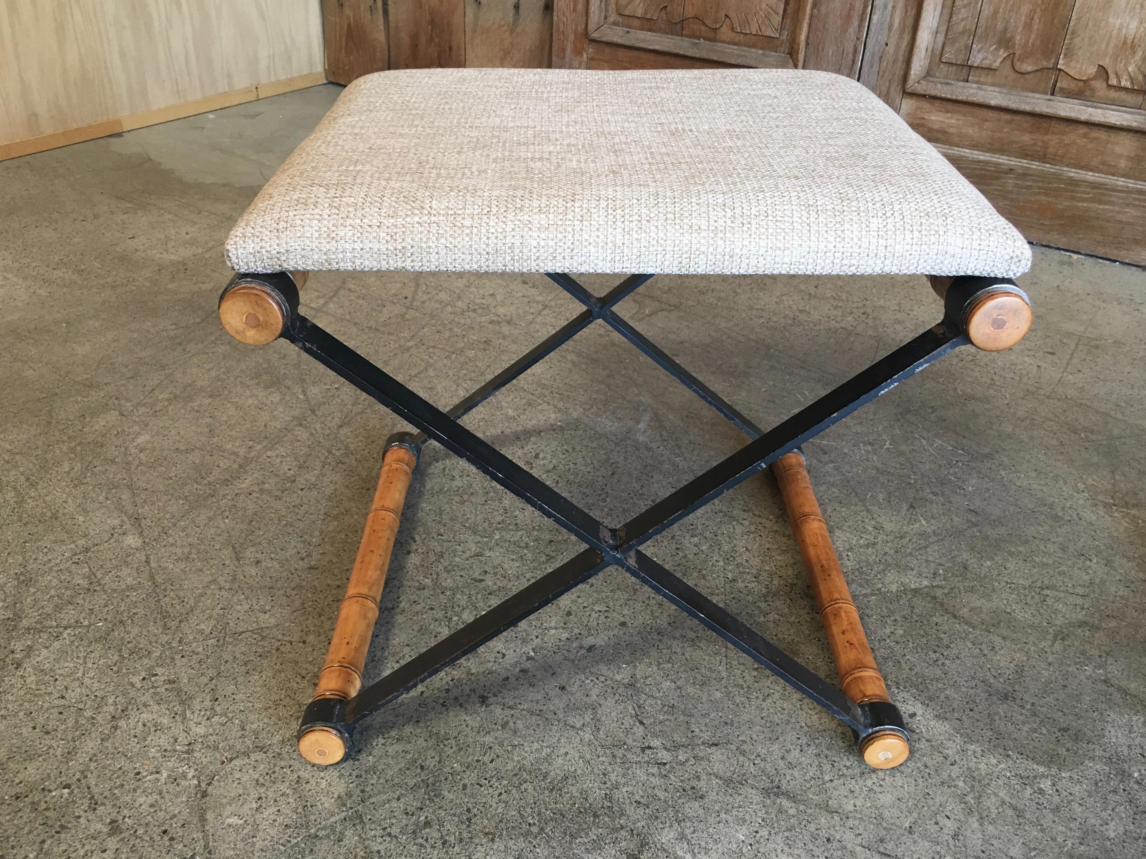 x Base Iron and Faux Bamboo Stools 2