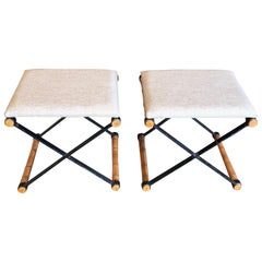 x Base Iron and Faux Bamboo Stools
