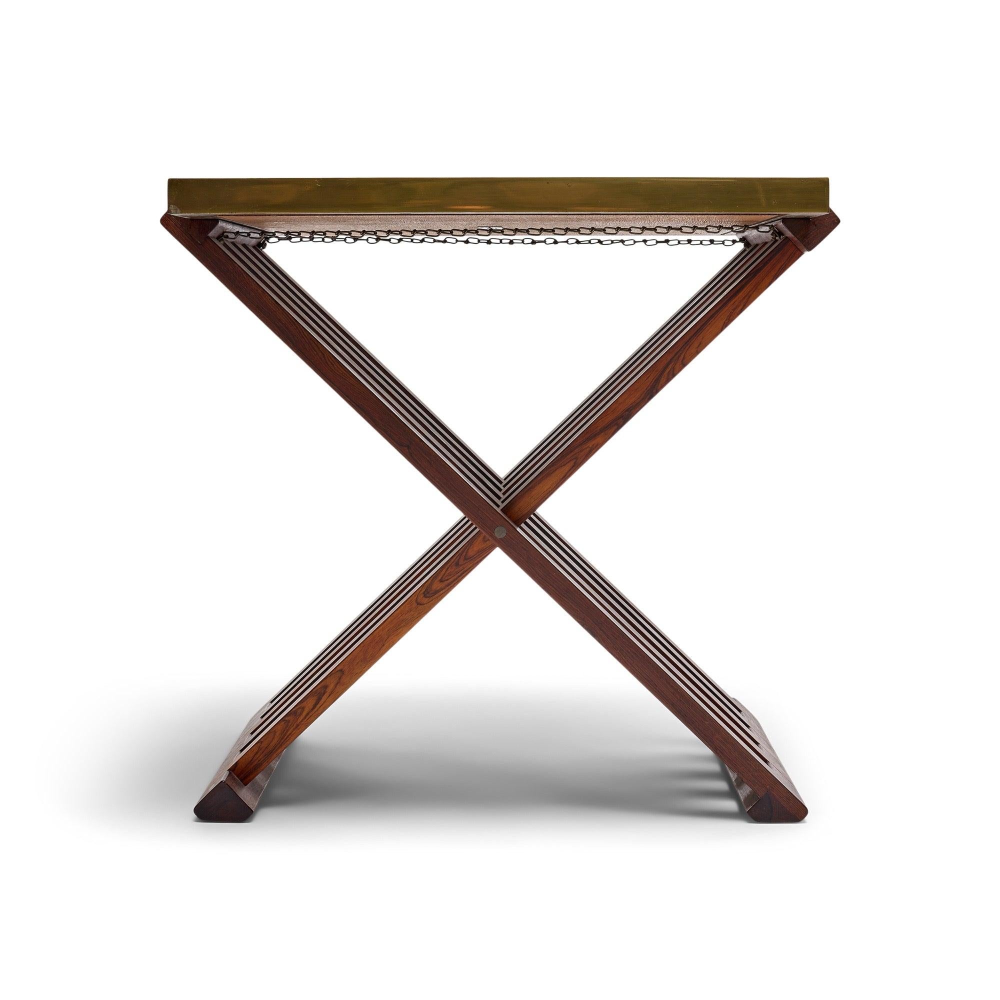 X-Base Mosaic Top Side Table by Edward Wormley for Dunbar, 1954 In Excellent Condition For Sale In Sagaponack, NY