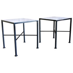 X Base Side Tables with Carrara Marble
