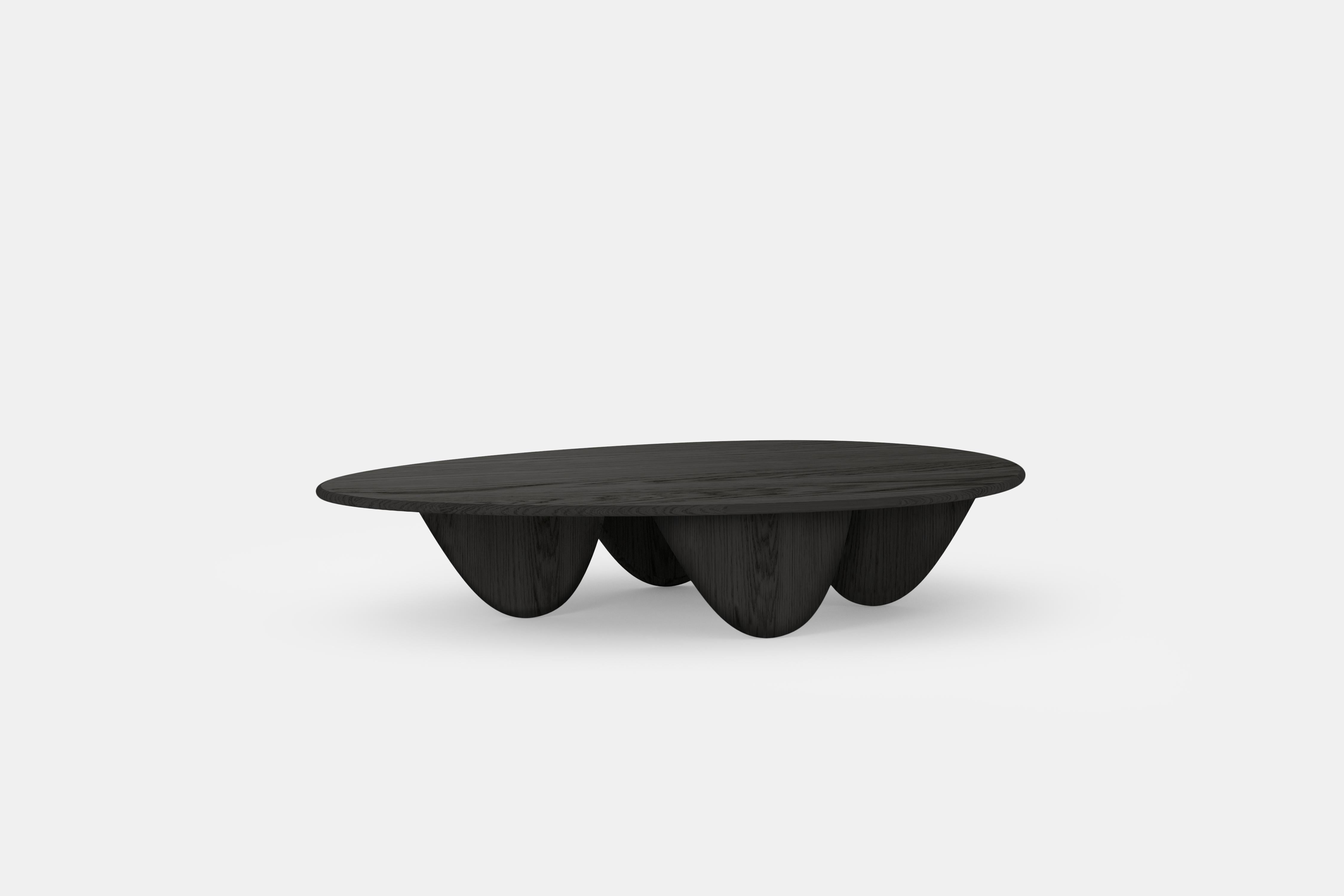 Contemporary Noviembre X Big Coffee Table in Burned Oak Wood, Coffee Table by Joel Escalona For Sale