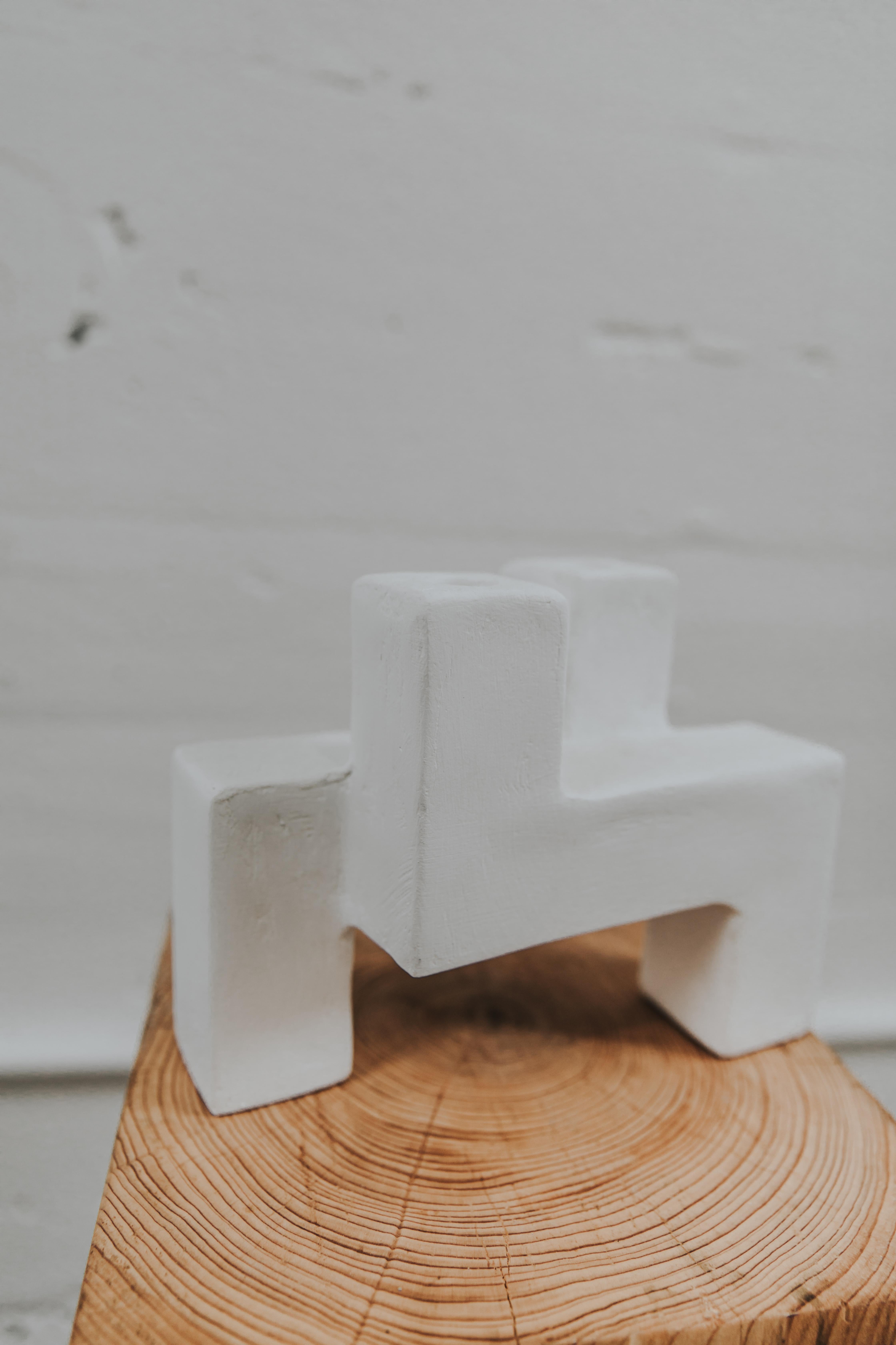 American X Candle Holder in Gypsum & Fiberglass by Brent Warr Studios For Sale