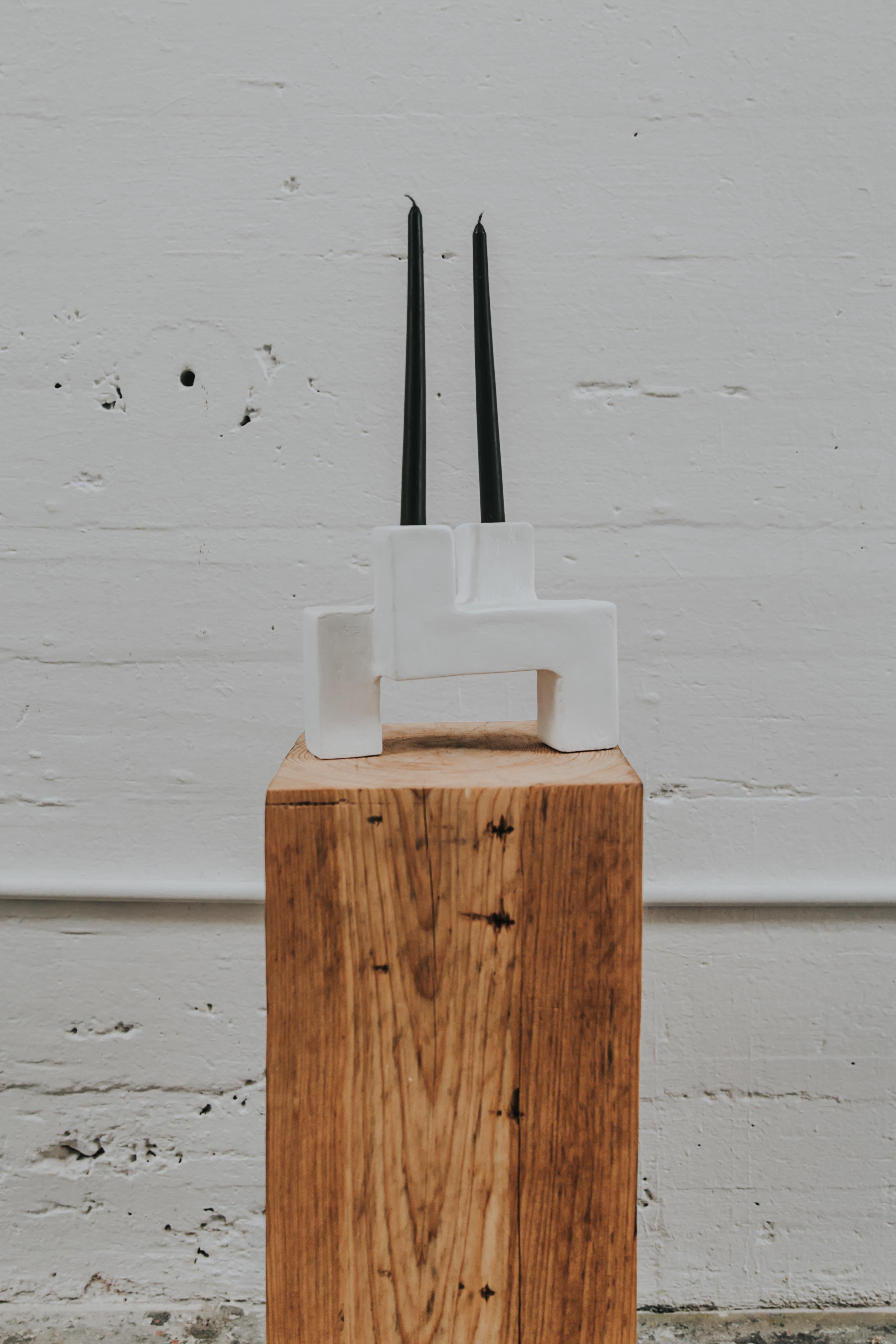 Hand-Crafted X Candle Holder in Gypsum & Fiberglass by Brent Warr Studios For Sale