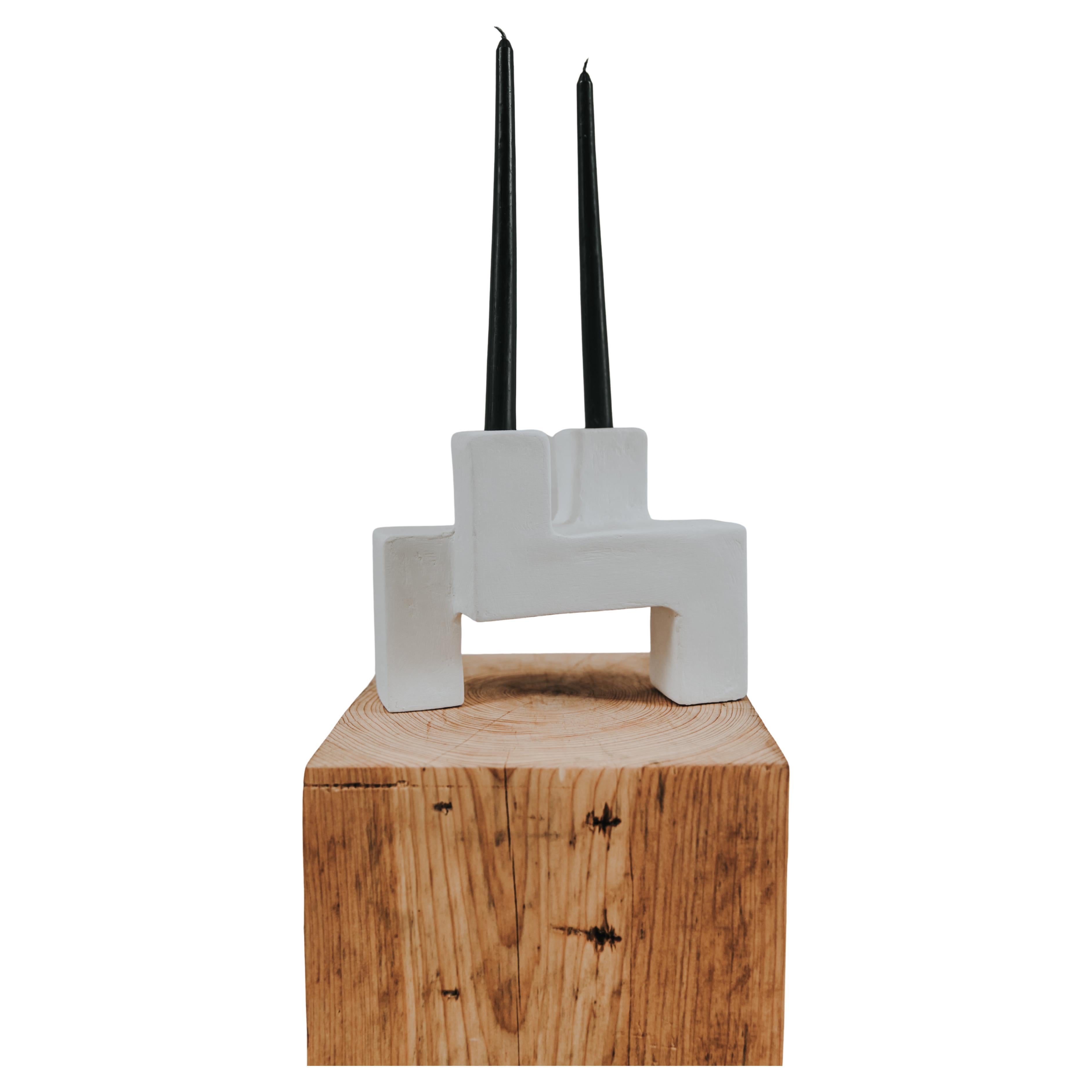 X Candle Holder in Gypsum & Fiberglass by Brent Warr Studios