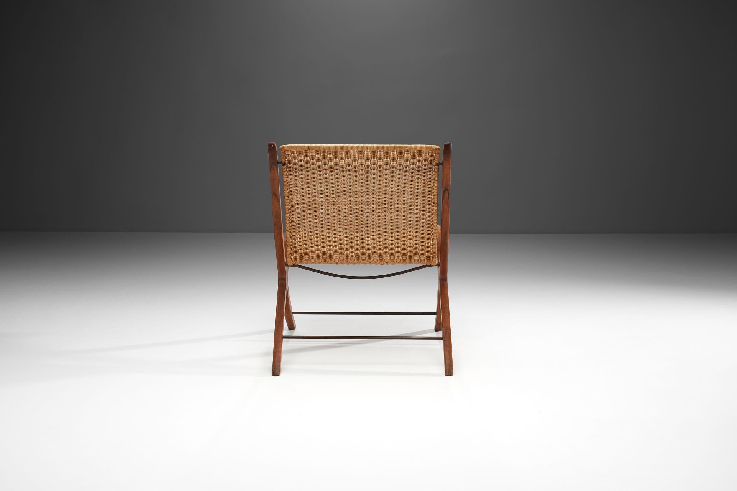 Scandinavian Modern “X-Chair” by Peter Hvidt & Orla Mølgaard-Nielsen for Fritz Hansen, Denmark, 1959