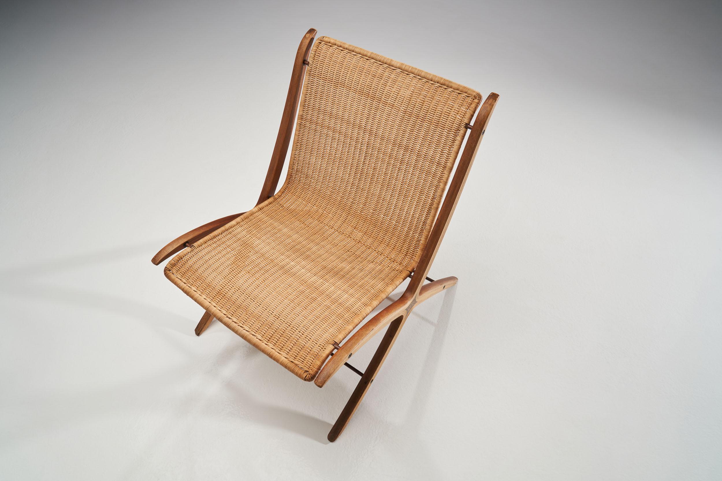 Rattan “X-Chair” by Peter Hvidt & Orla Mølgaard-Nielsen for Fritz Hansen, Denmark, 1959