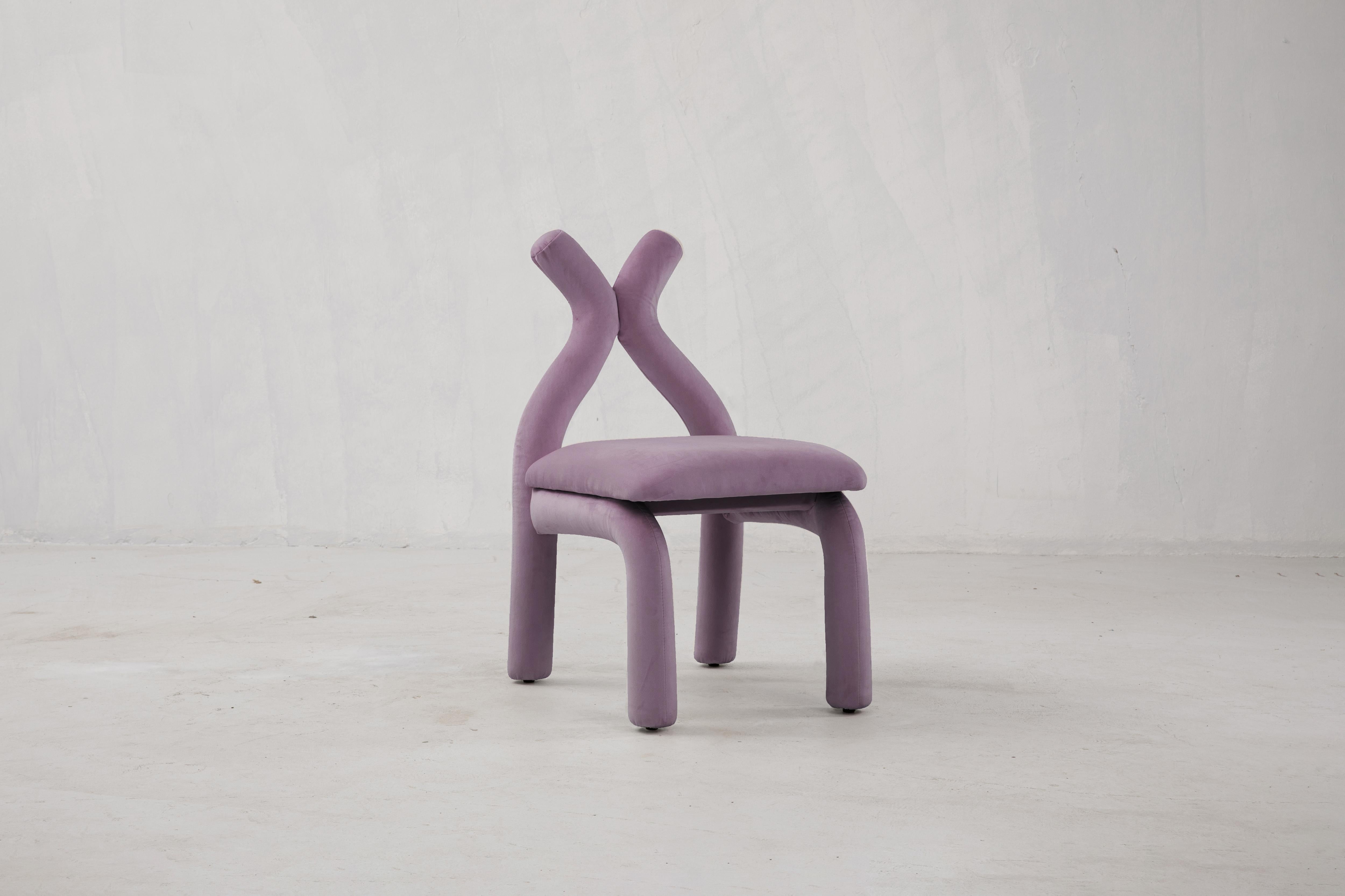 Sedia X, Sedia da pranzo in velluto grafico in vendita 5