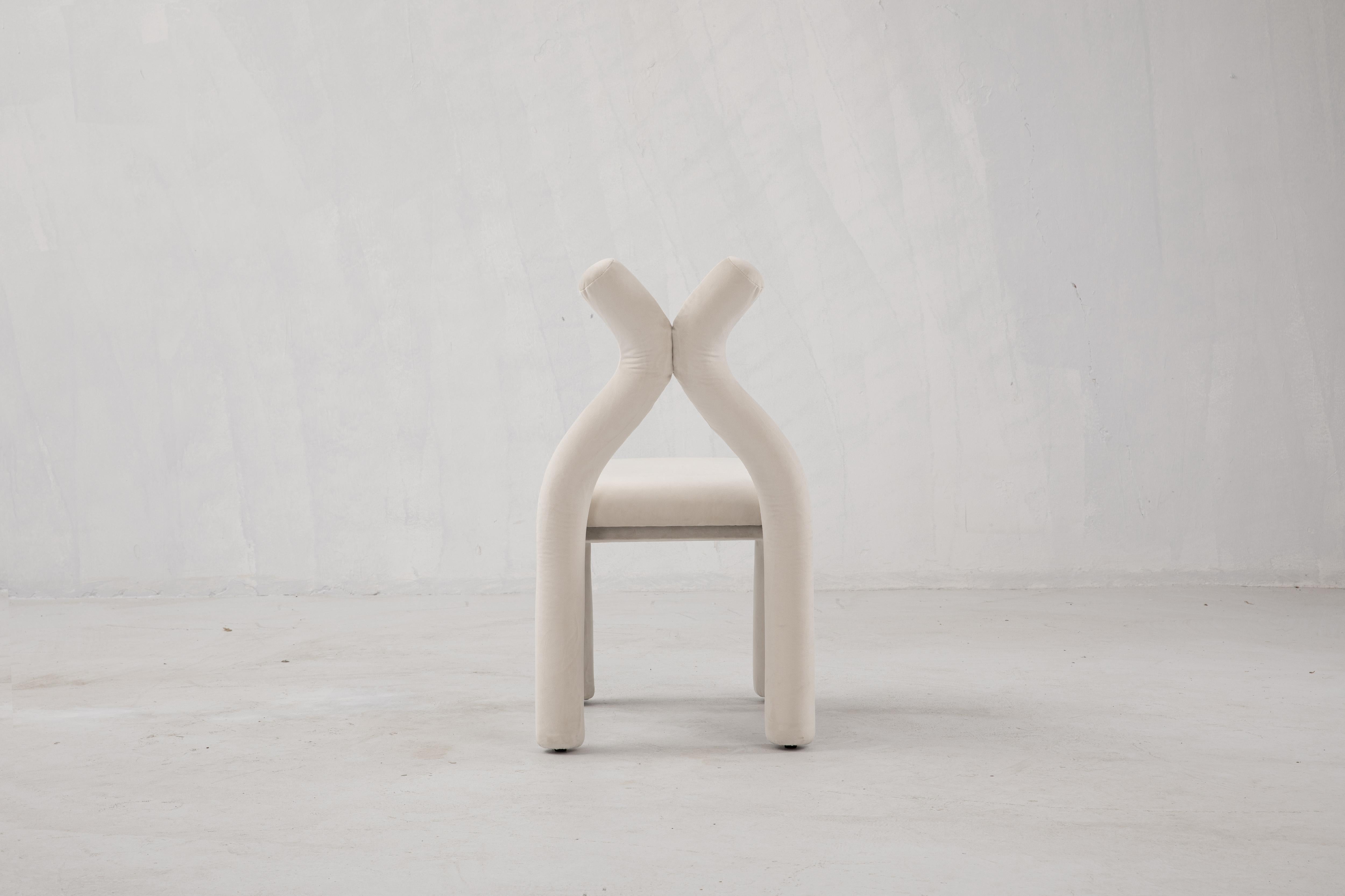 Velluto Sedia X, Sedia da pranzo in velluto grafico in vendita