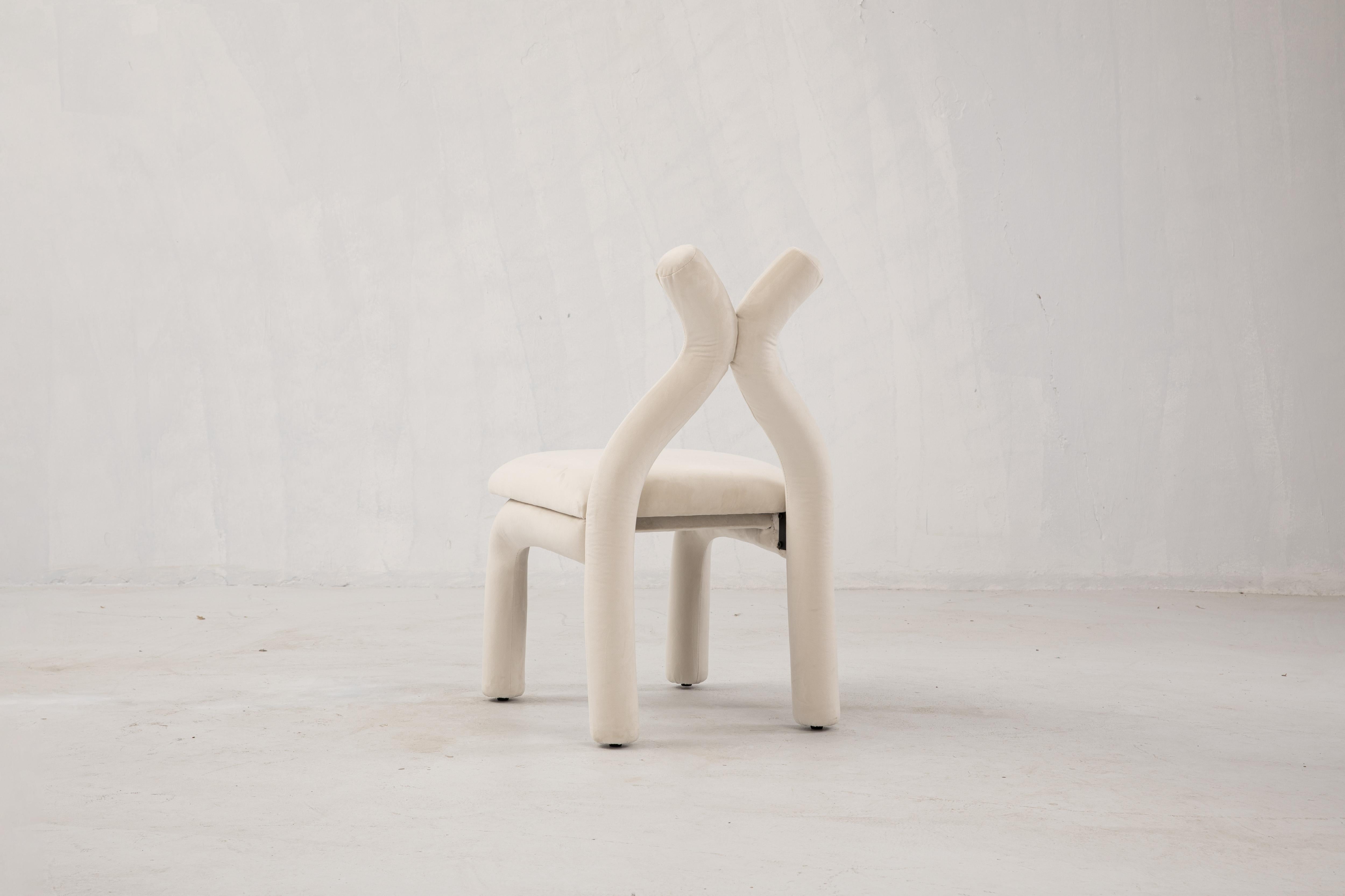 Sedia X, Sedia da pranzo in velluto grafico in vendita 4