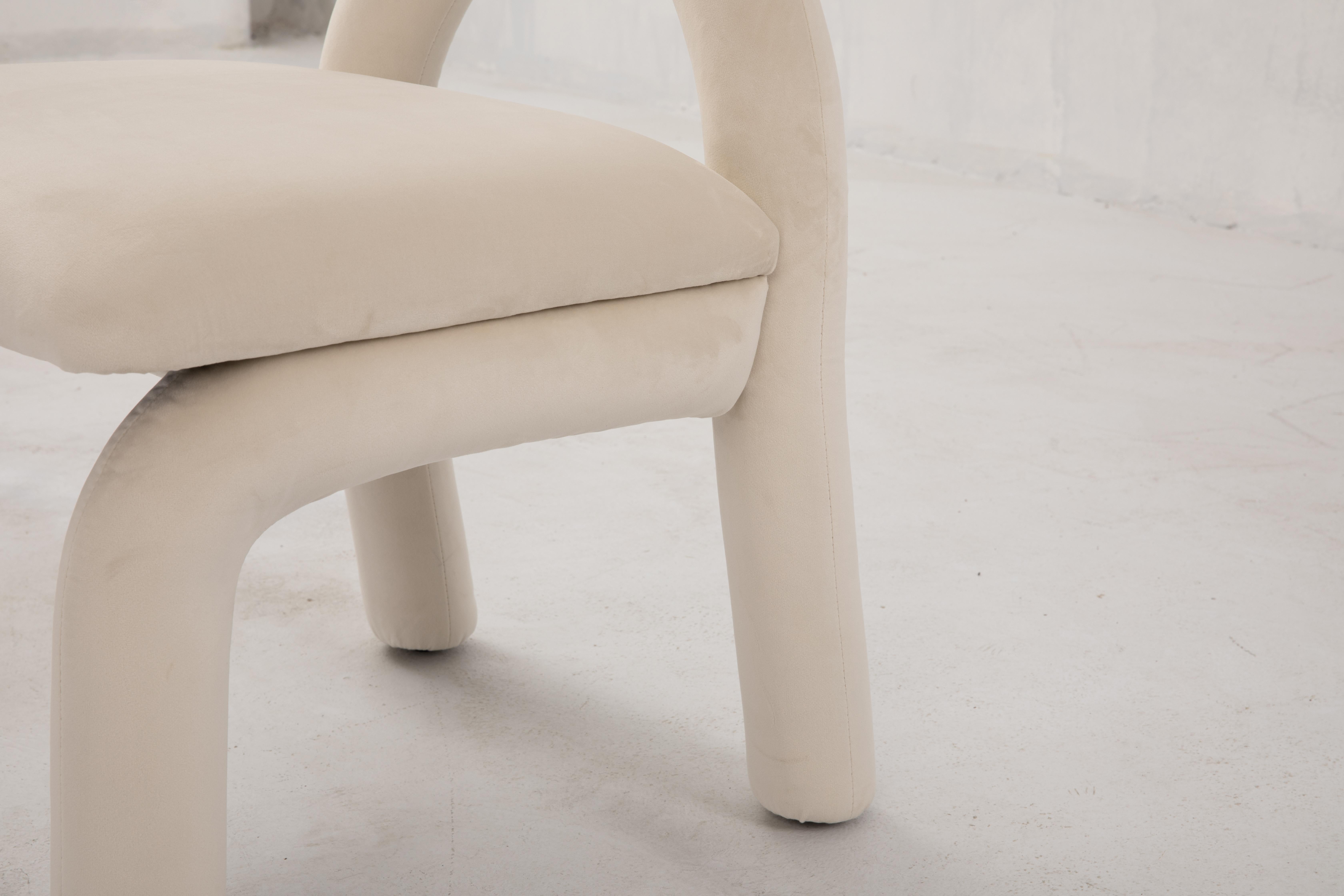 Contemporary X Chair, Minimalist Cream Velvet Dining Chair For Sale