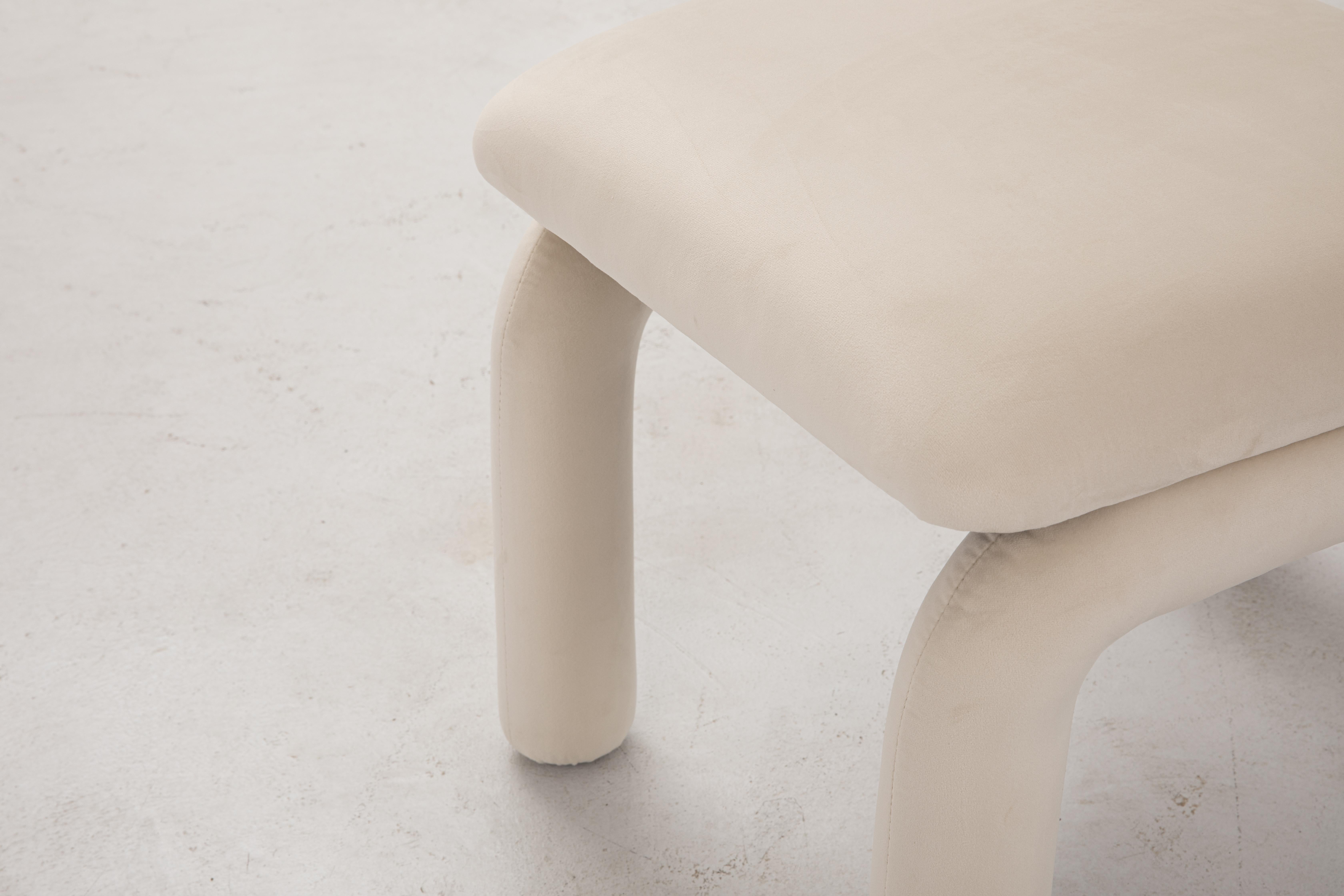 X Chair, Minimalist Cream Velvet Dining Chair For Sale 1