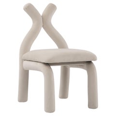 X Chair, Minimalist Cream Velvet Dining Chair