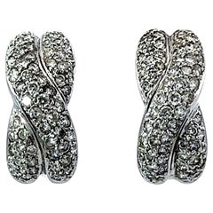 X Clip Diamond Pave Earrings 18K White Gold