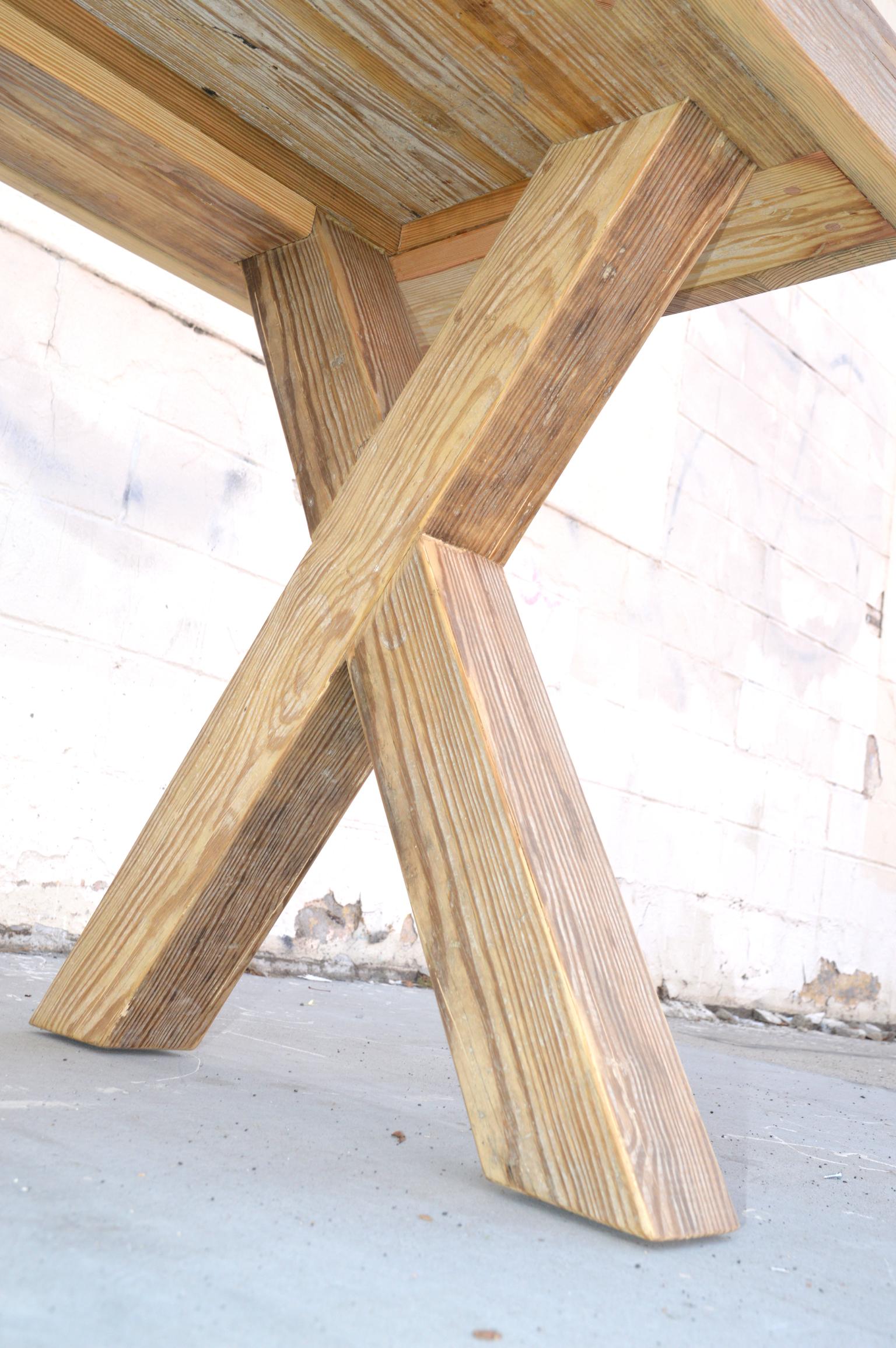 X Console Table Made from Reclaimed Pine, Custom Made by Petersen Antiques For Sale 2